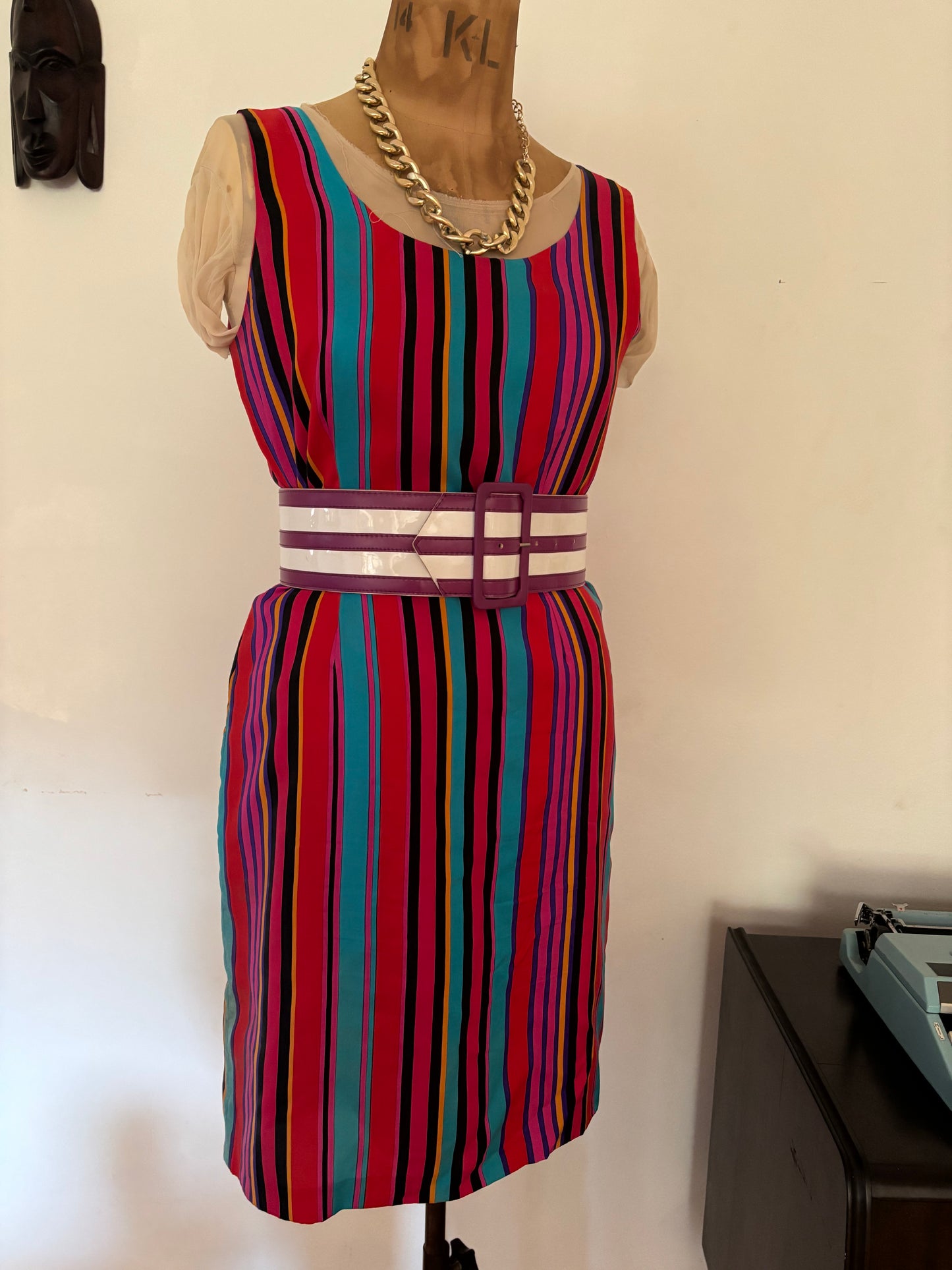 Vintage Silk Striped Dress