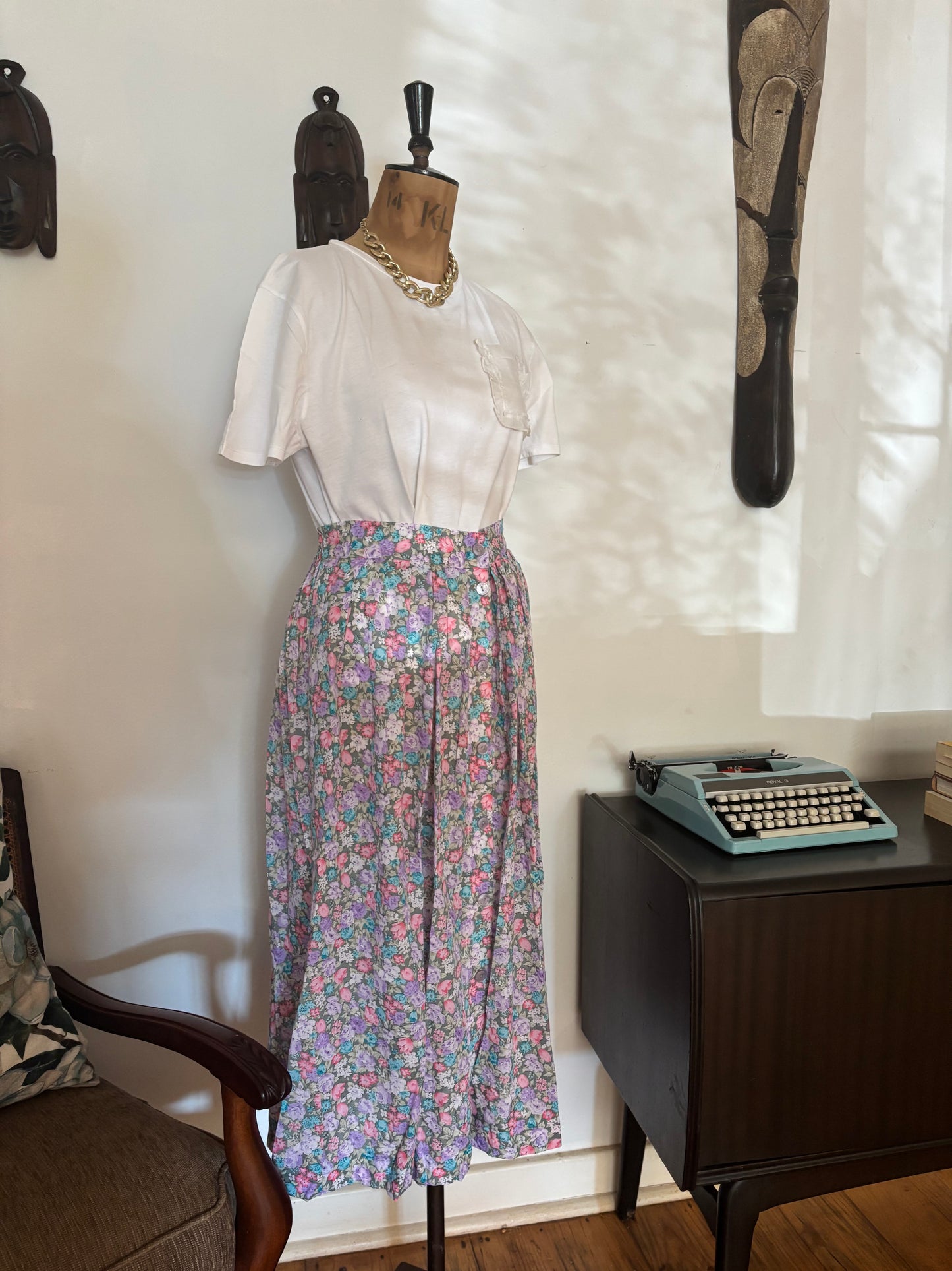 Vintage Floral A-Line Skirt
