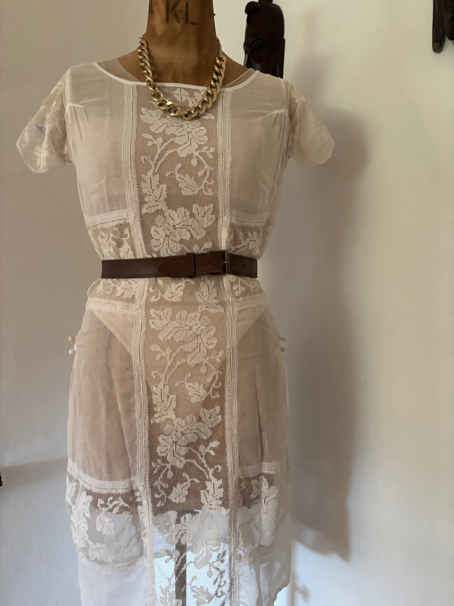 White Vintage Lace Shift Dress