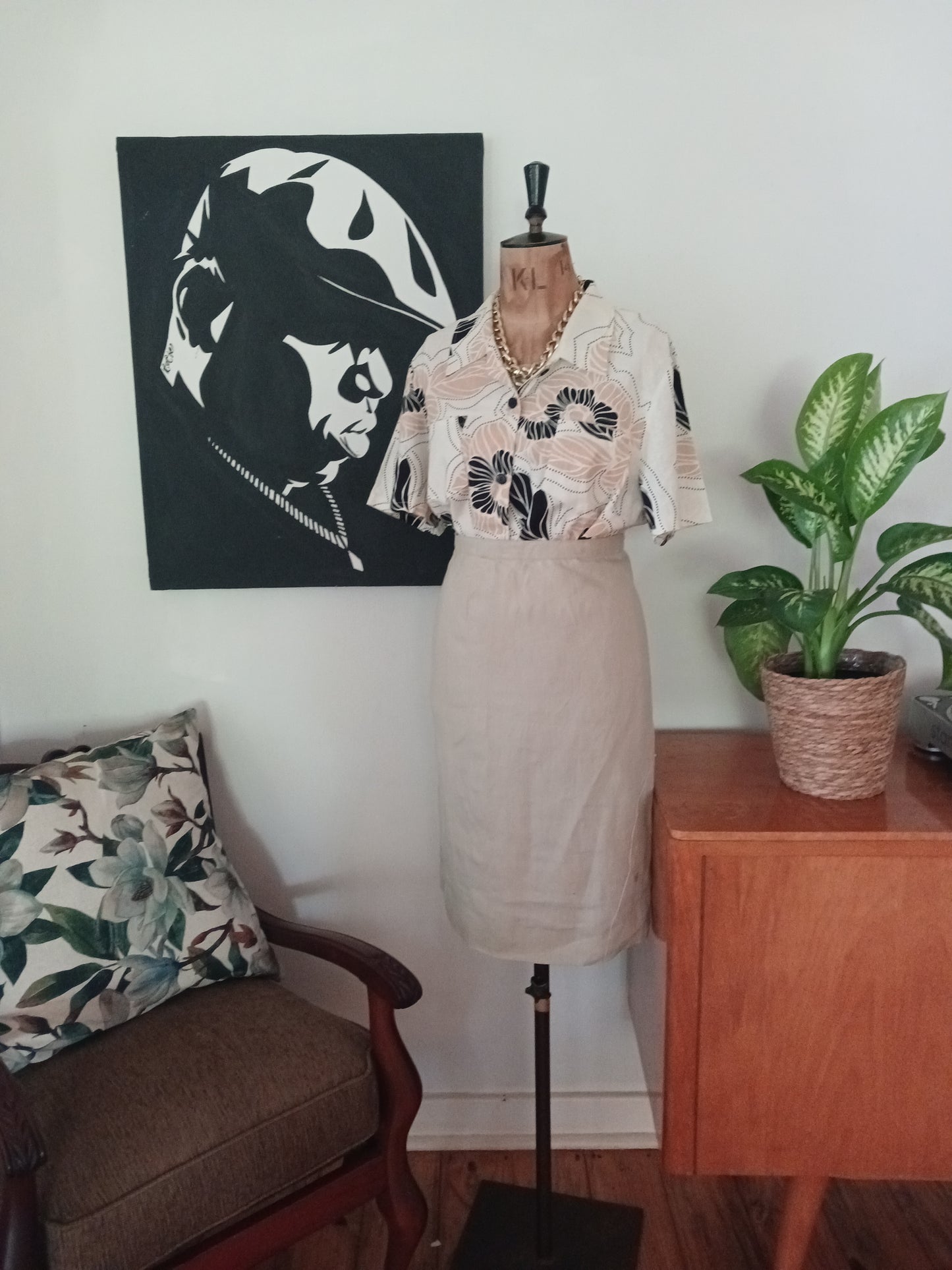 Linen Grey Pencil Skirt