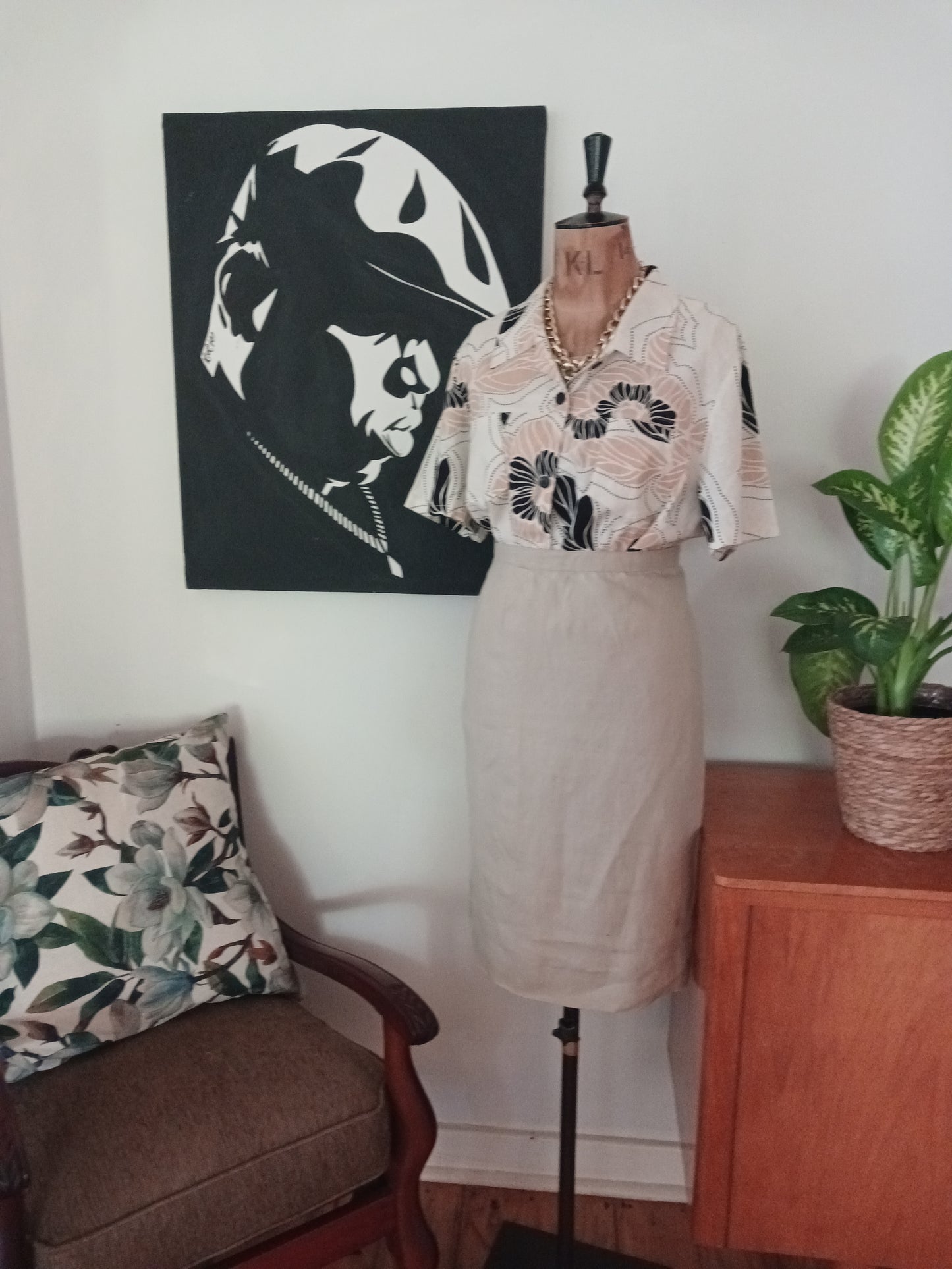 Linen Grey Pencil Skirt