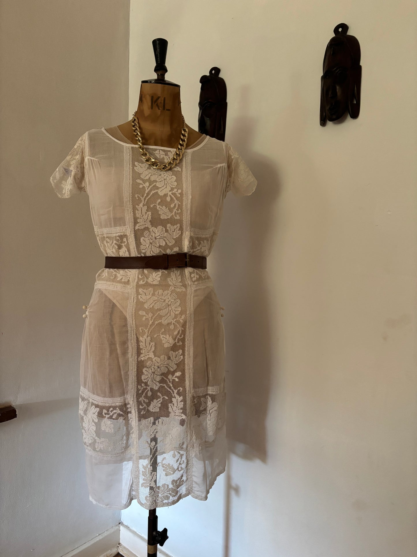 White Vintage Lace Shift Dress
