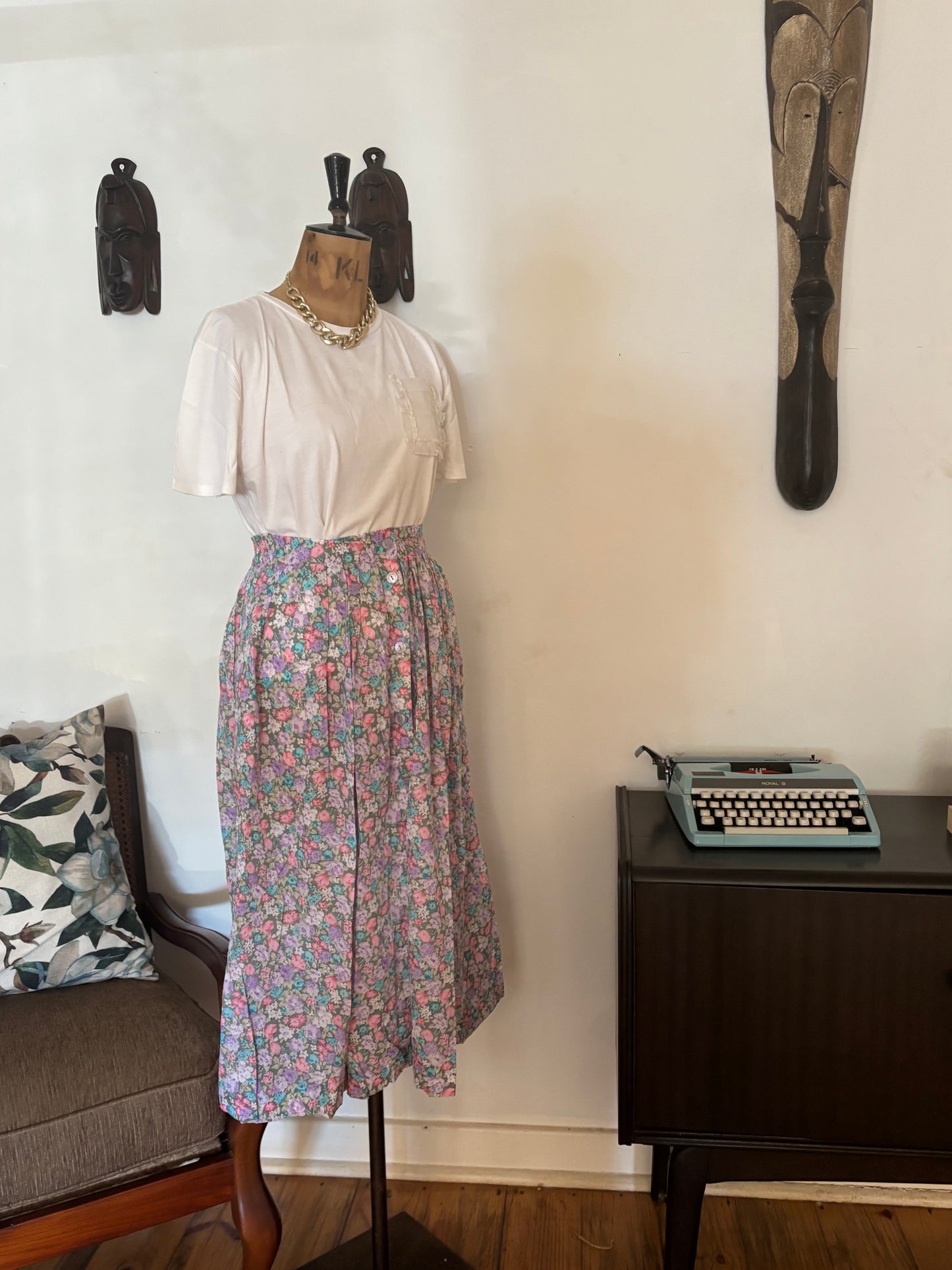 Vintage Floral A-Line Skirt