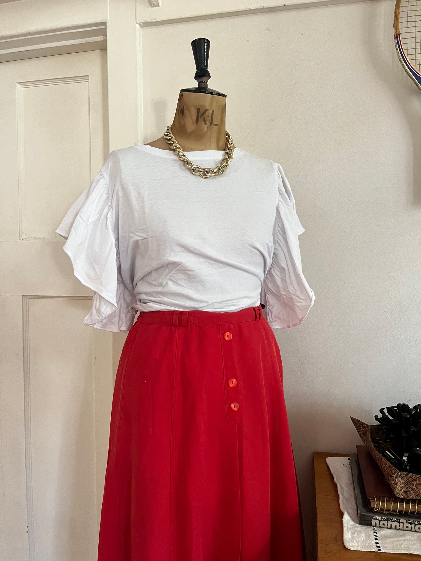 Red A-Line Sports Skirt