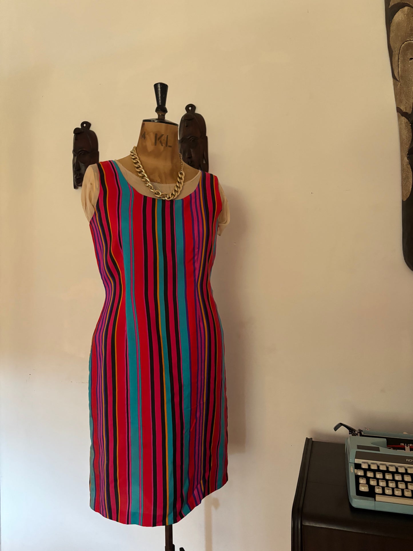 Vintage Silk Striped Dress
