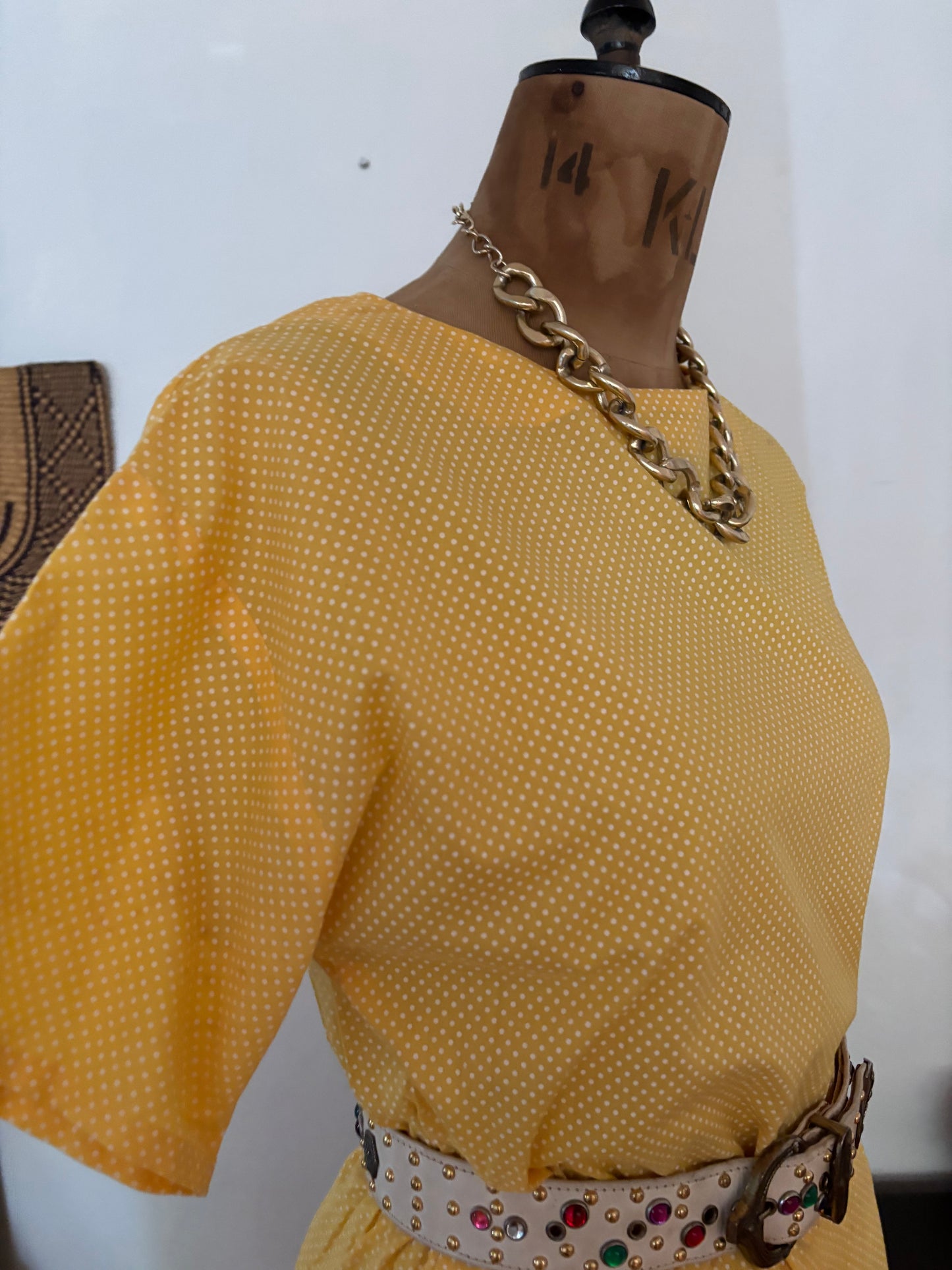 Yellow Polkadot Vintage Dress