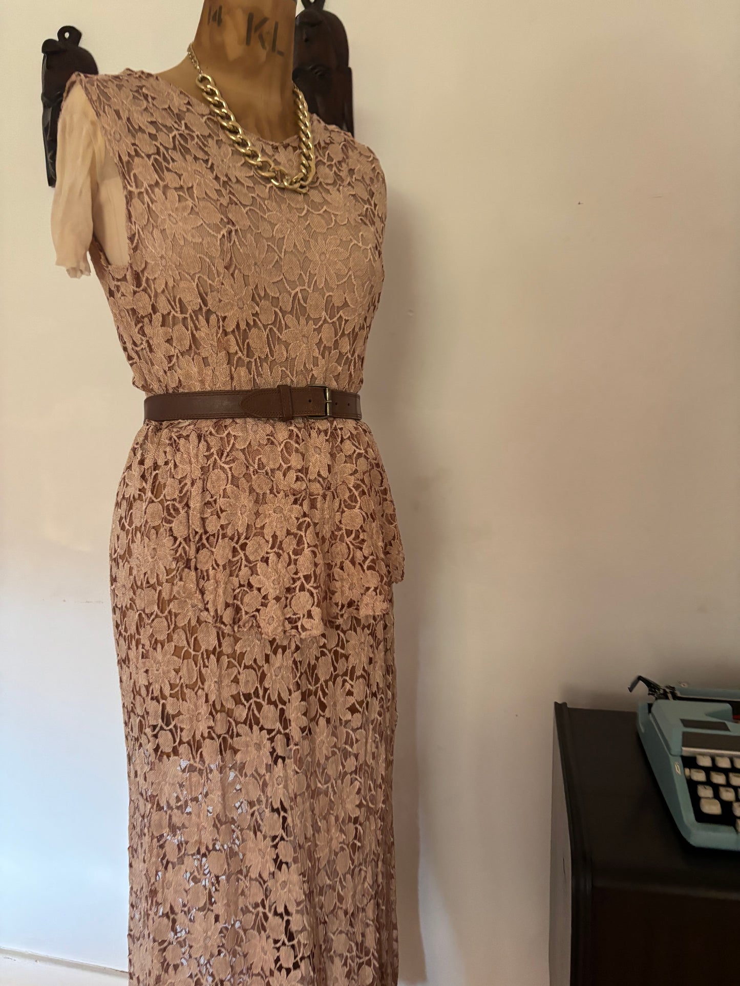 Champagne Vintage Lace Dress