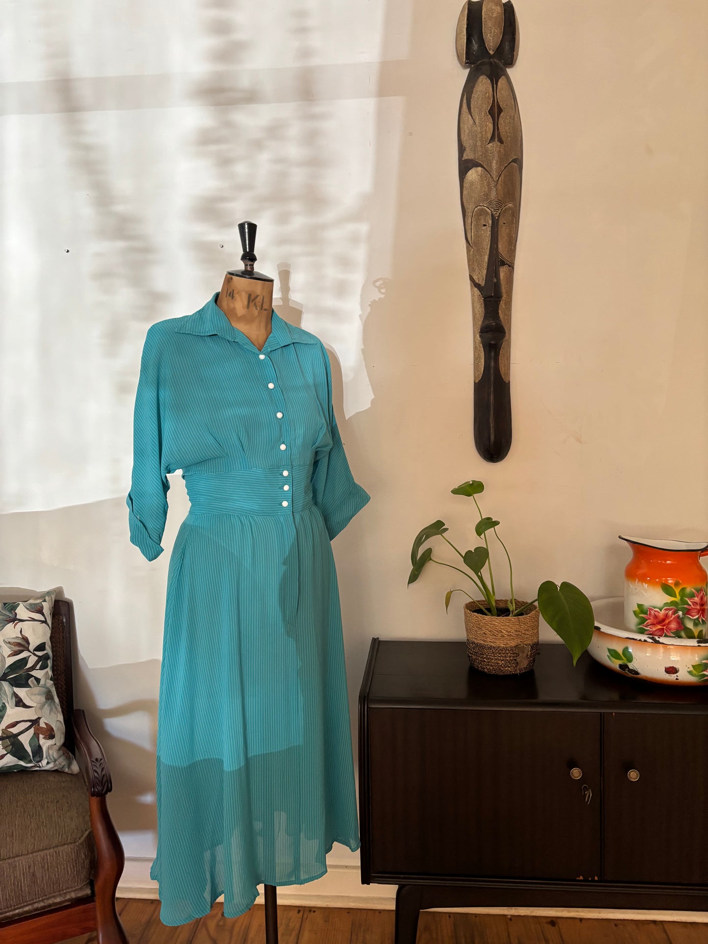 Teal Chiffon Vintage Dress