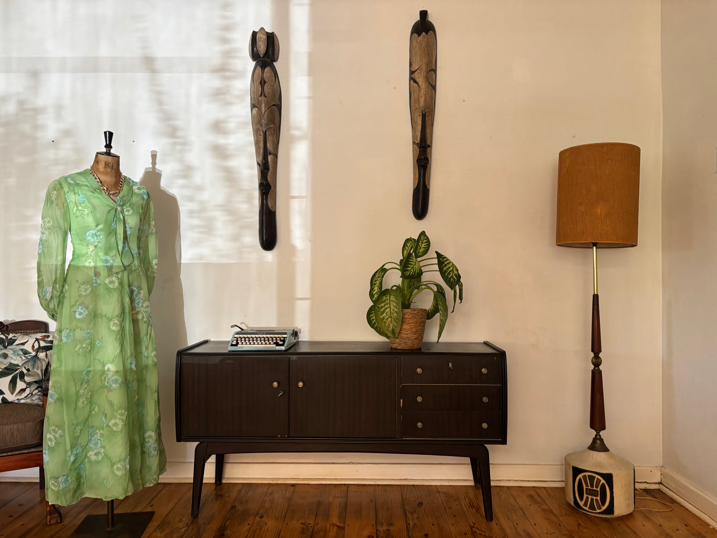 Green 70s Organza Vintage Dress