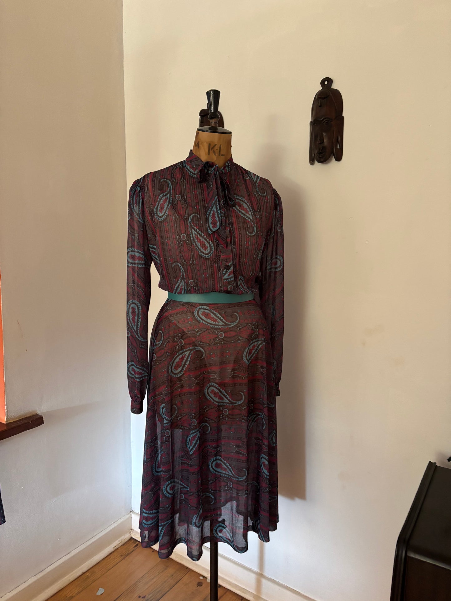 Paisley Print Vintage Chiffon Dress
