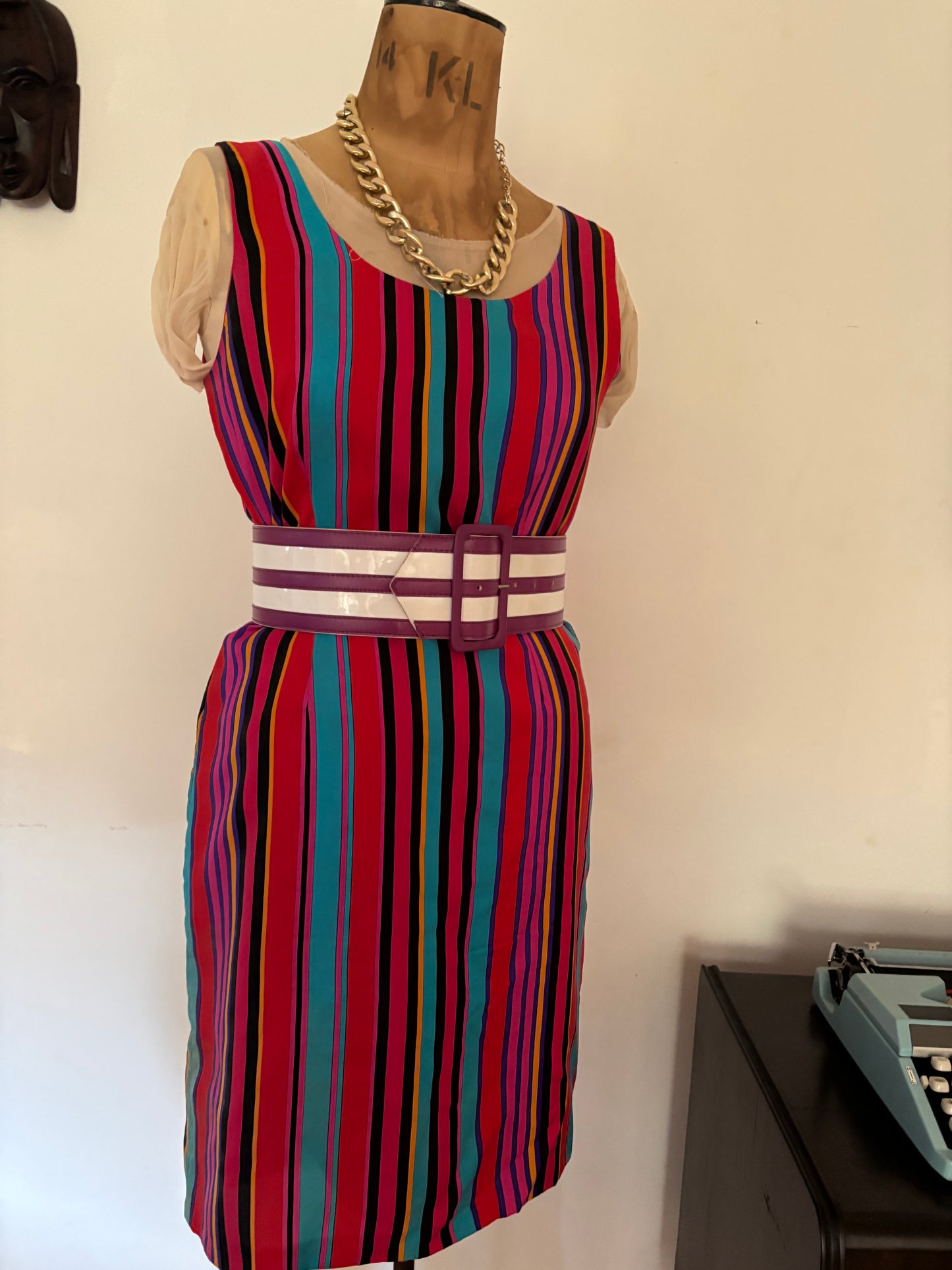 Vintage Silk Striped Dress