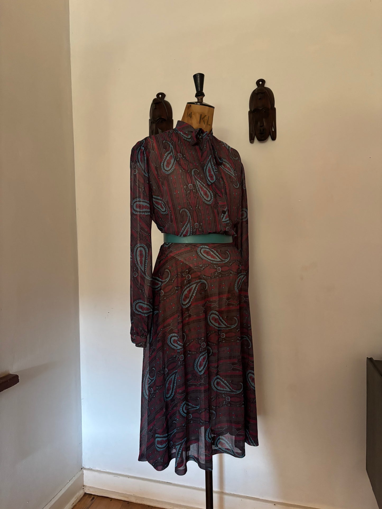 Paisley Print Vintage Chiffon Dress