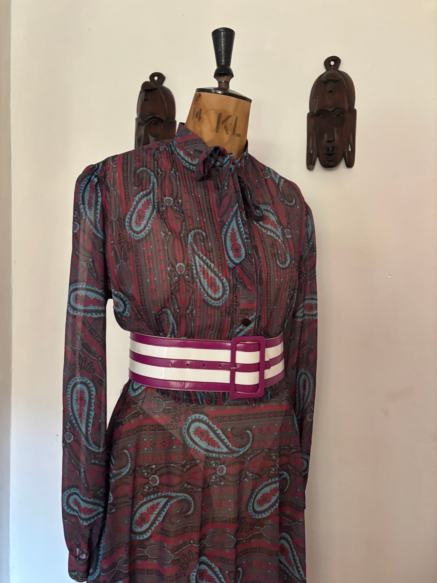 Paisley Print Vintage Chiffon Dress