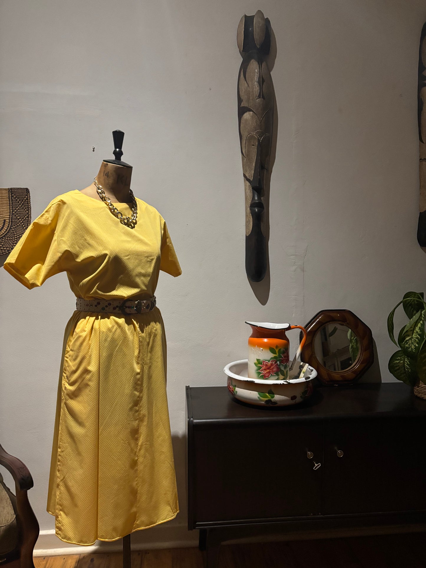 Yellow Polkadot Vintage Dress