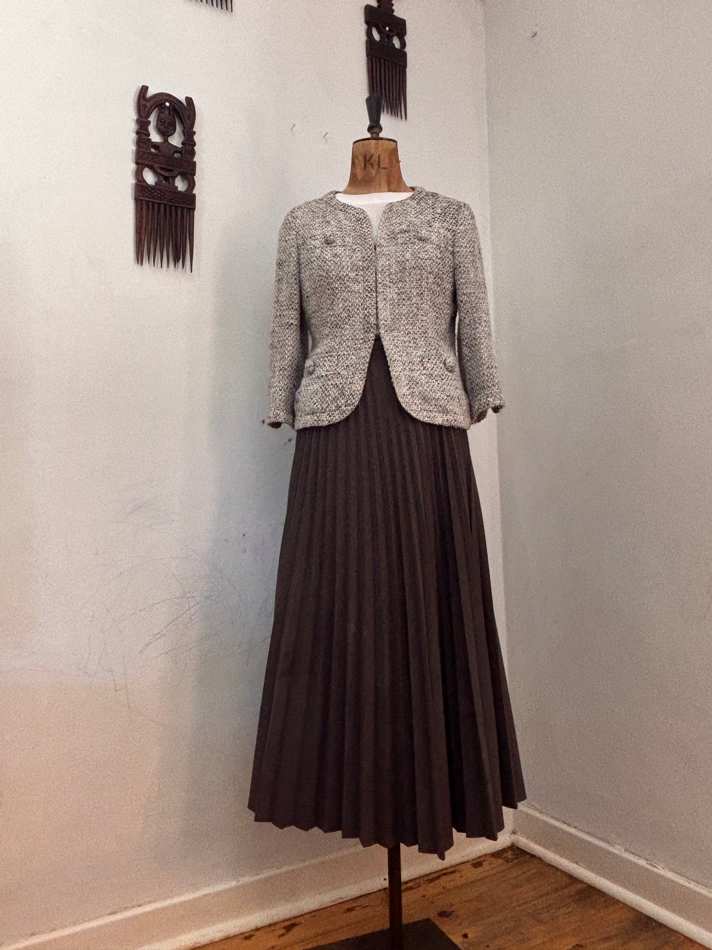 Grey Tweed Crop Jacket