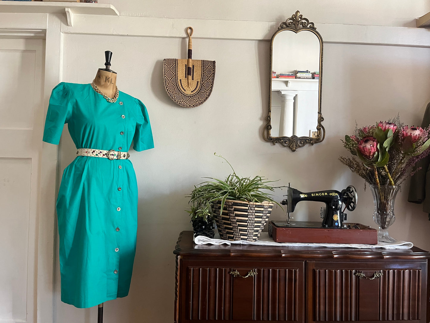 Teal 90s vintage dress
