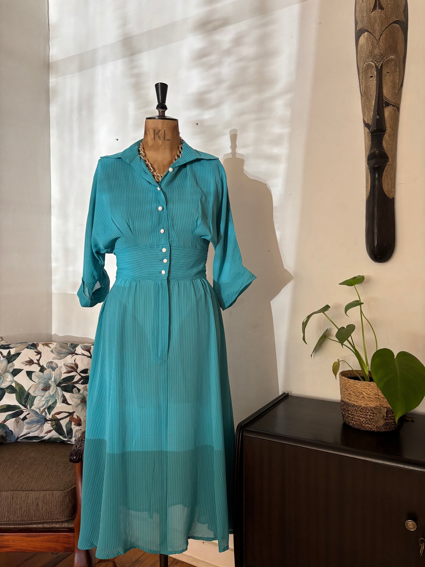 Teal Chiffon Vintage Dress