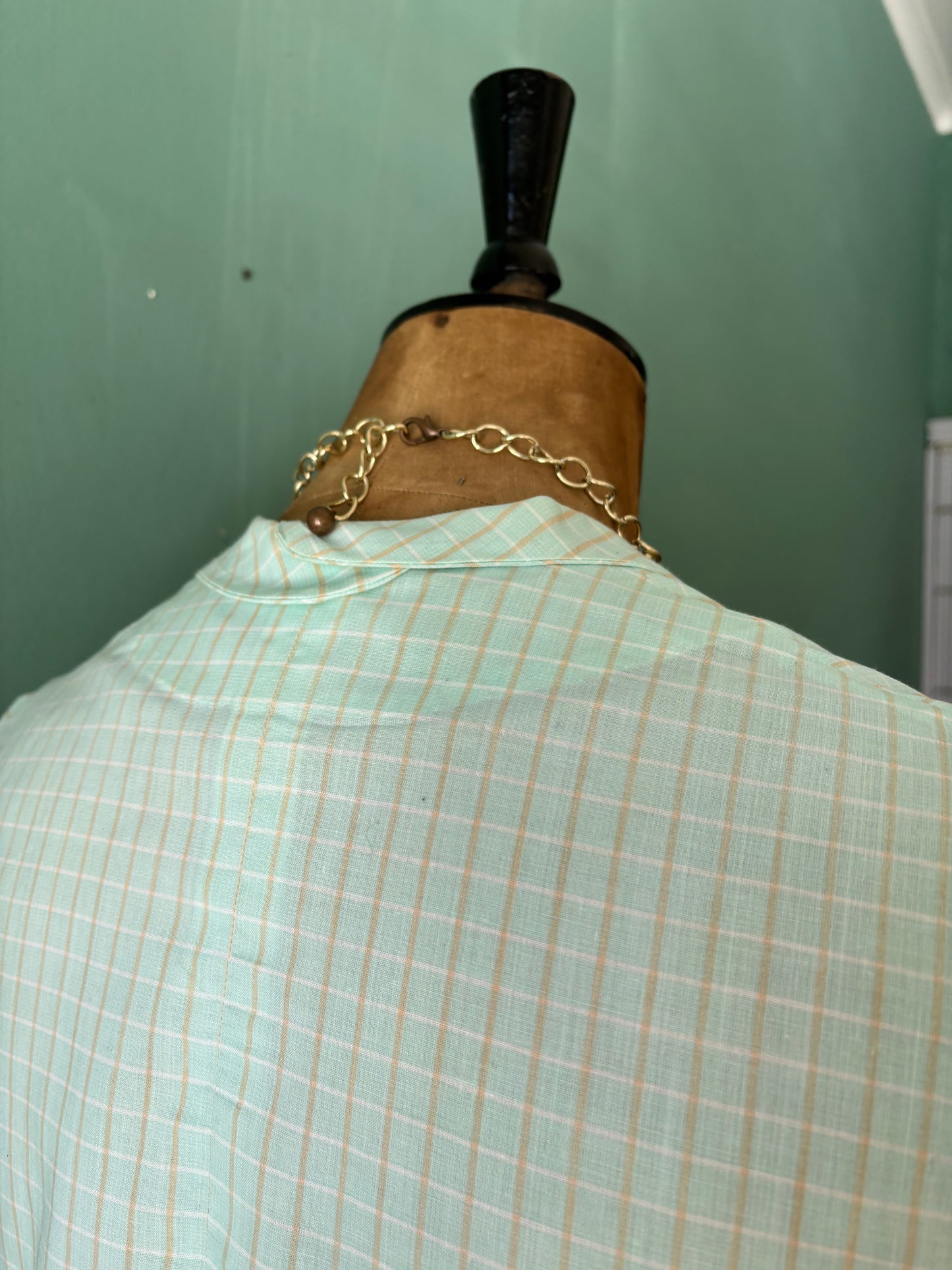 Teal Striped Vintage Collar Dress