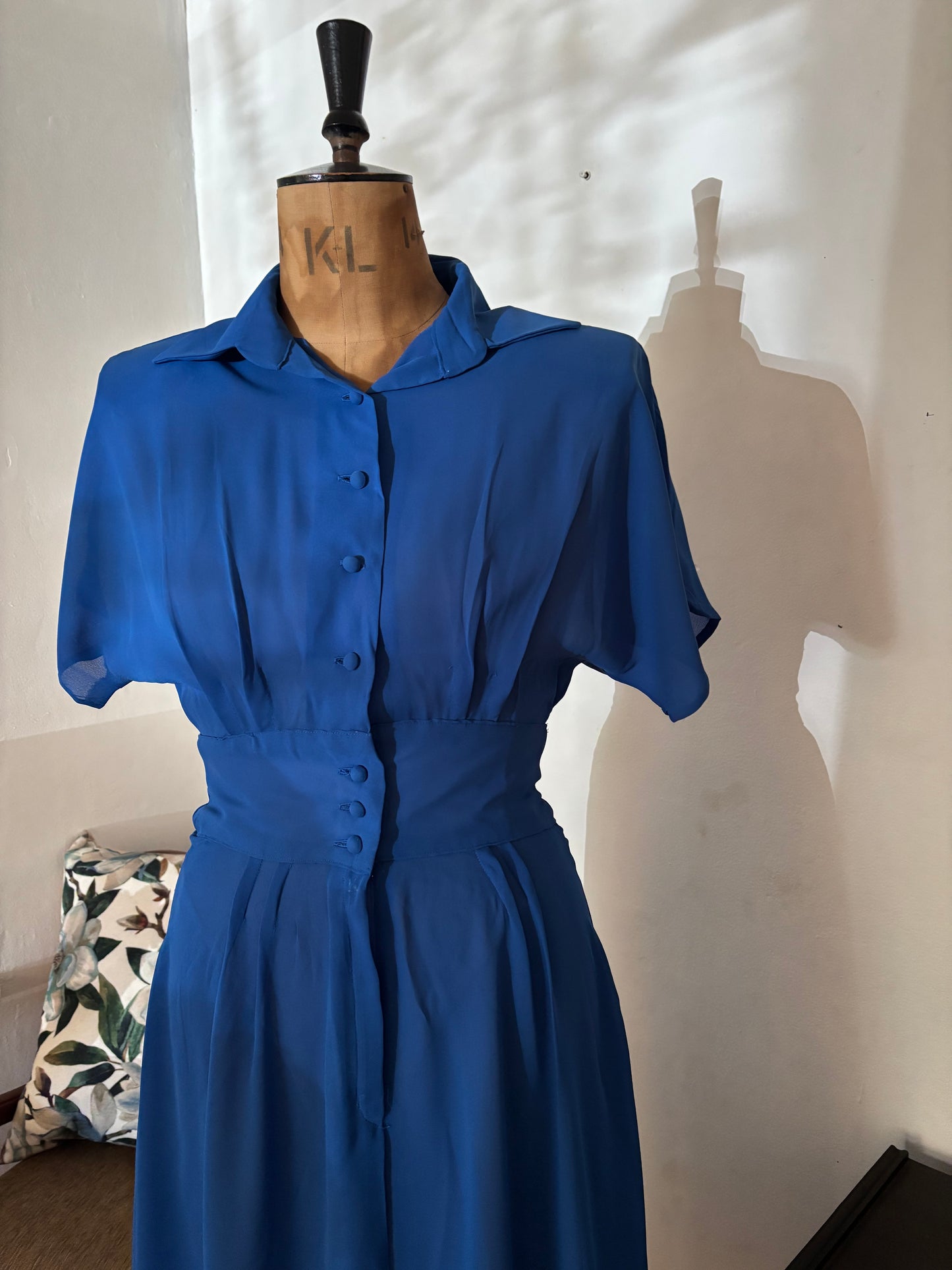 Royal Blue Chiffon Waisted Dress