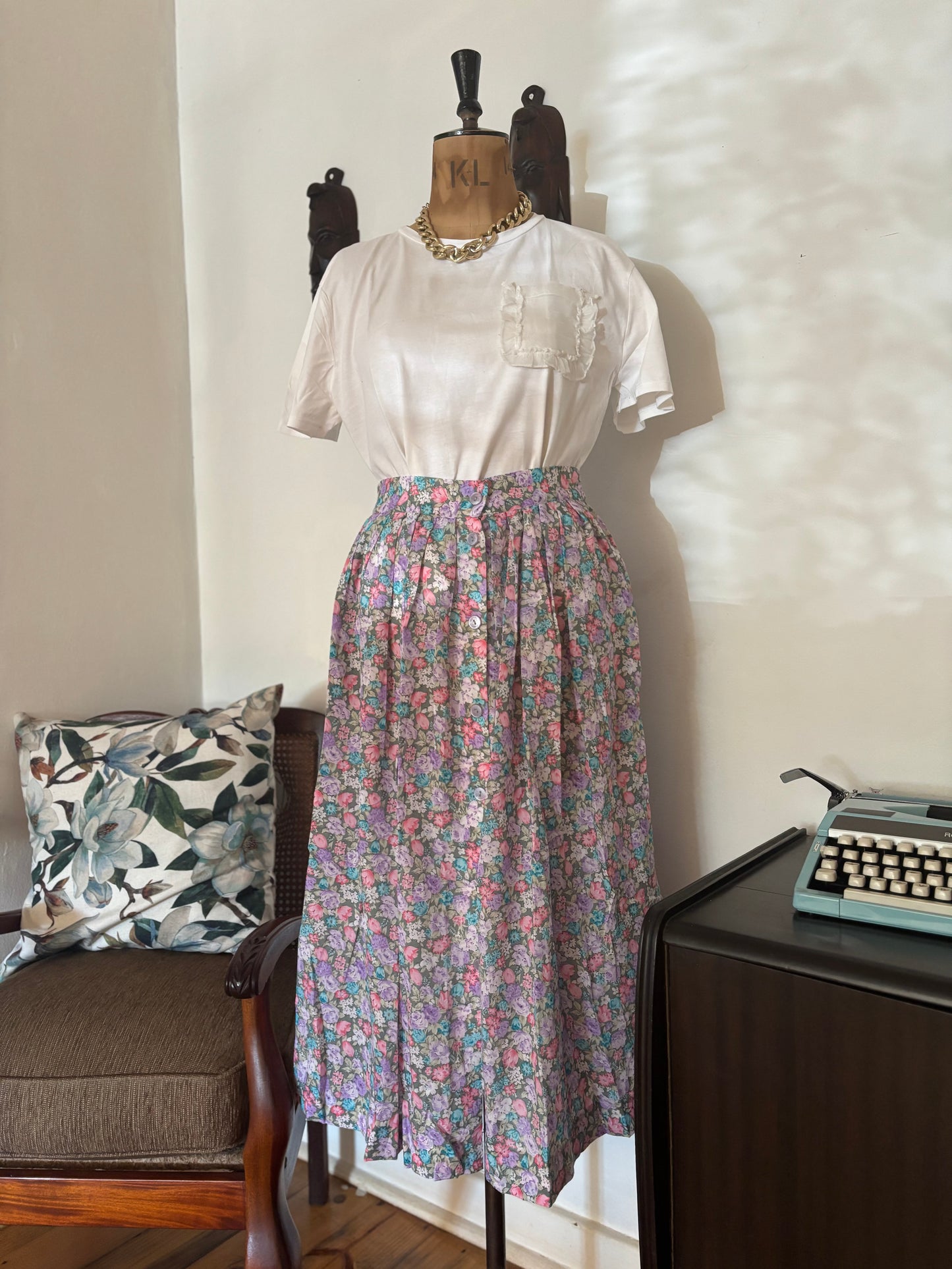 Vintage Floral A-Line Skirt