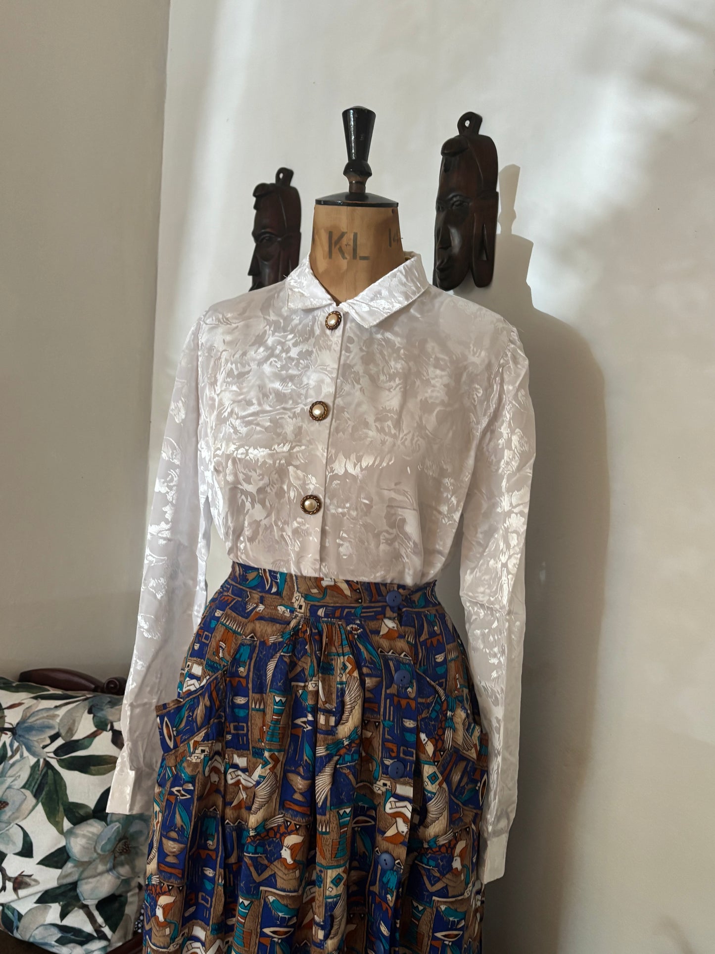 White Vintage Floral Blouse