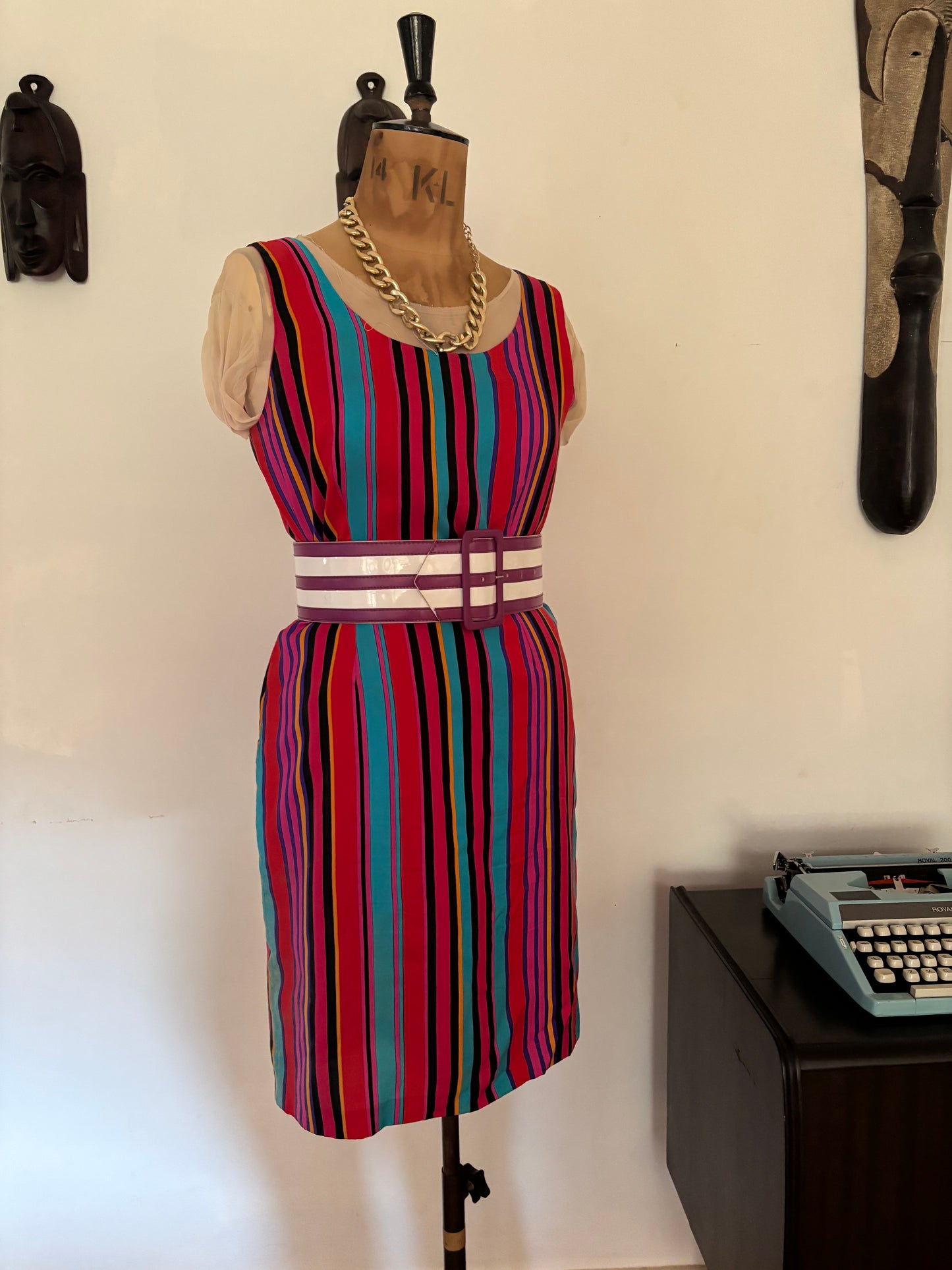Vintage Silk Striped Dress