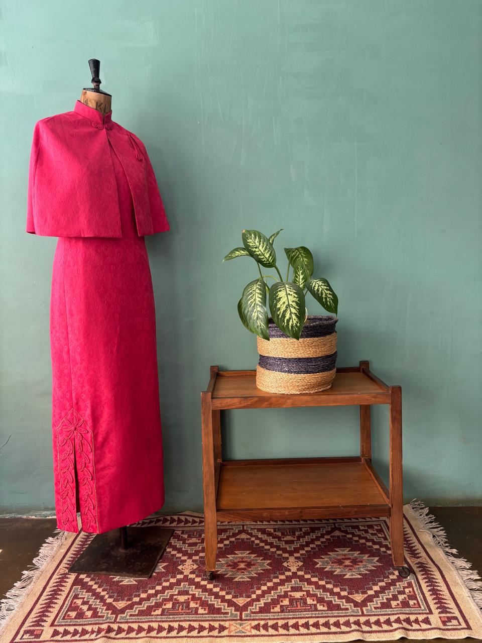 Fuchsia Pink Vintage Maxi Dress & Bolero