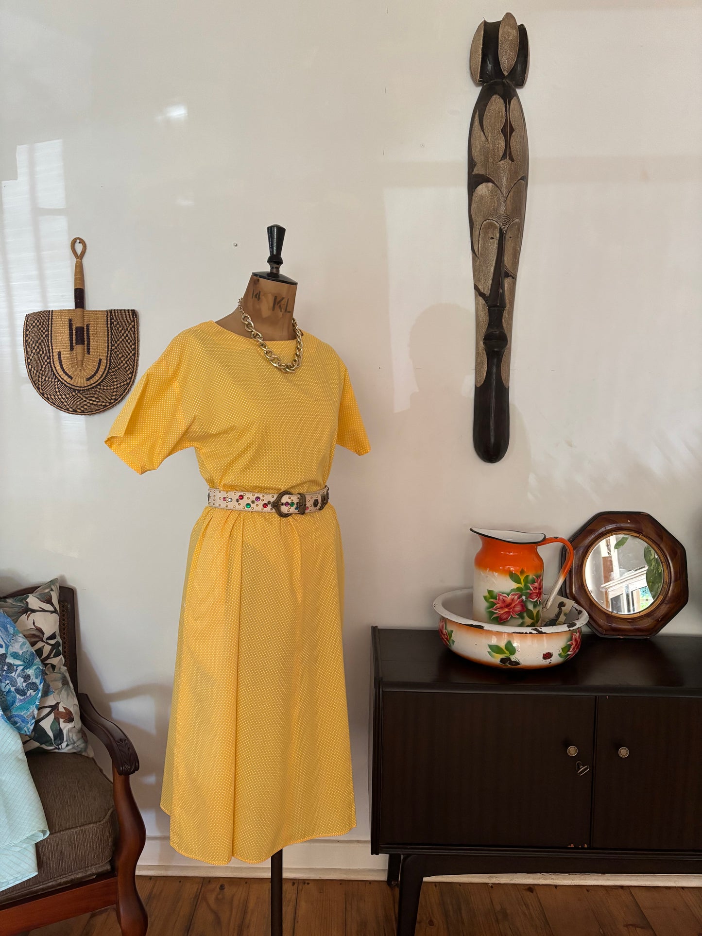 Yellow Polkadot Vintage Dress