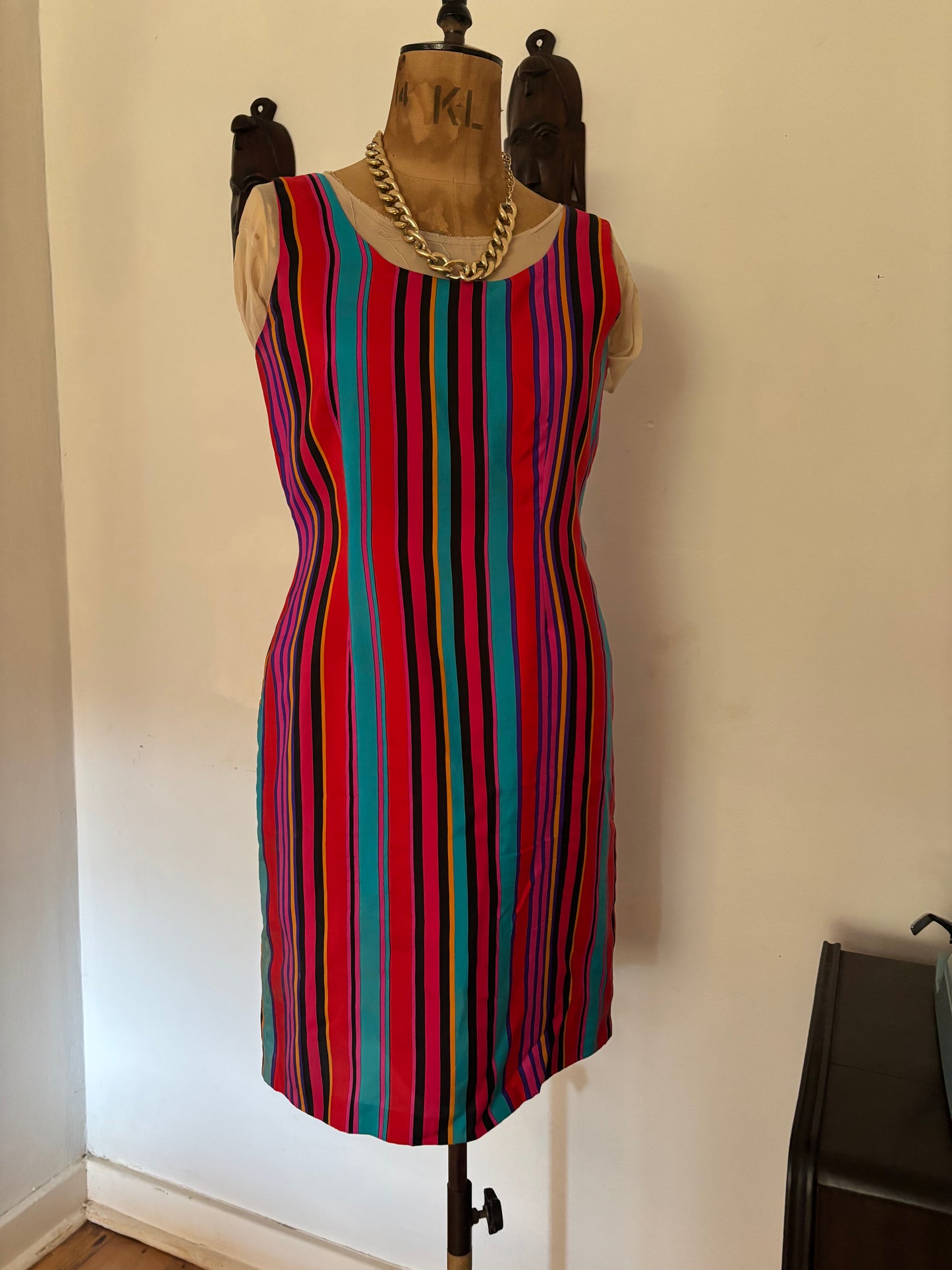 Vintage Silk Striped Dress