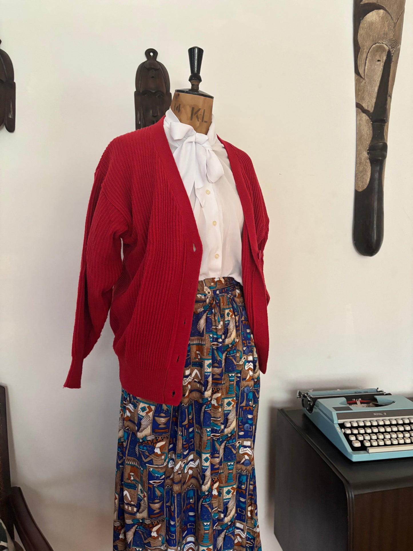 Red Ribbed Vintage Cardigan
