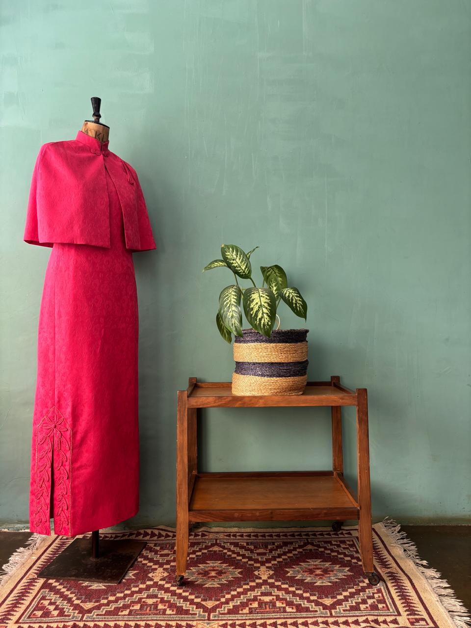 Fuchsia Pink Vintage Maxi Dress & Bolero