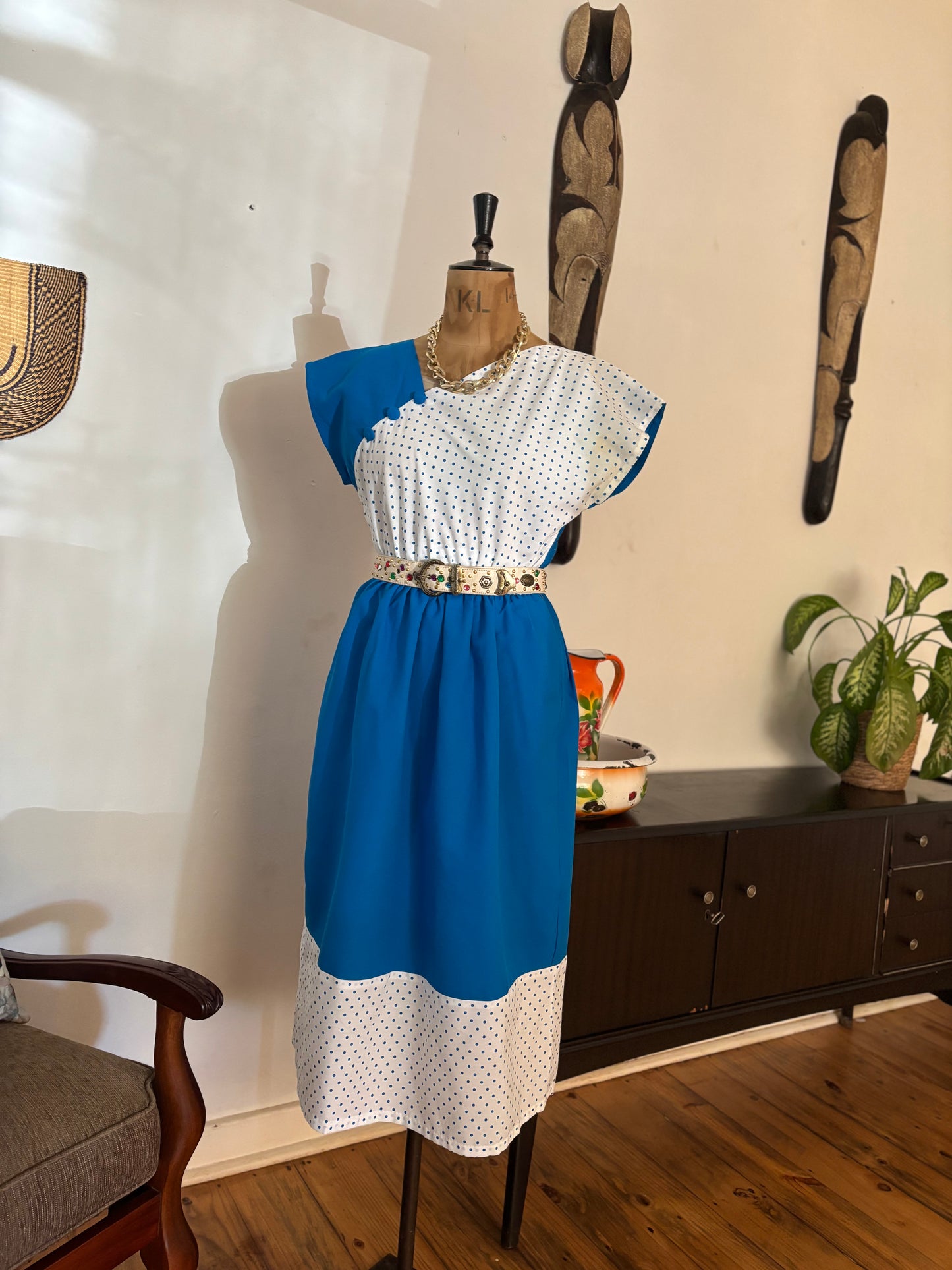 Blue & White Polkadot