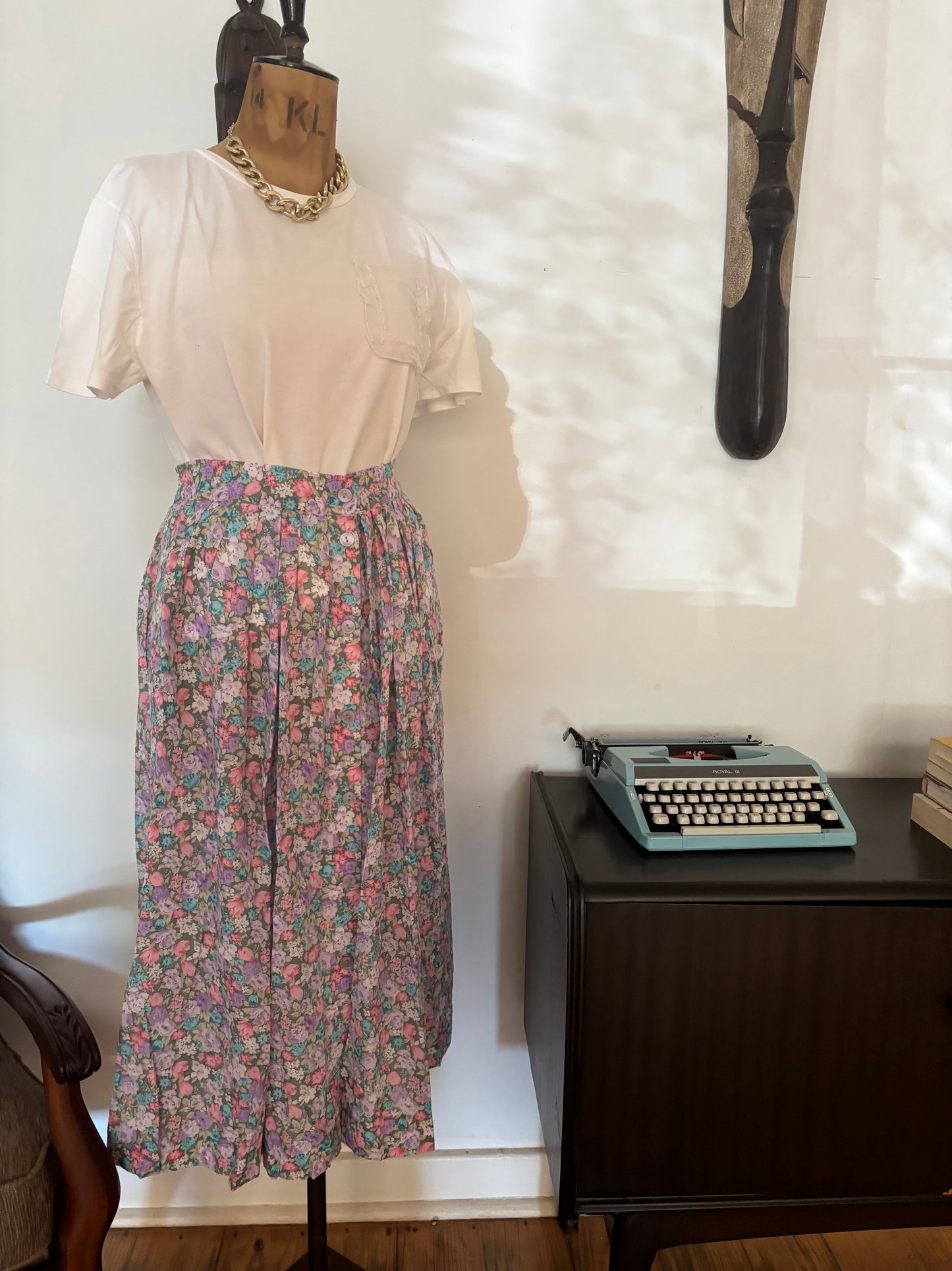 Vintage Floral A-Line Skirt