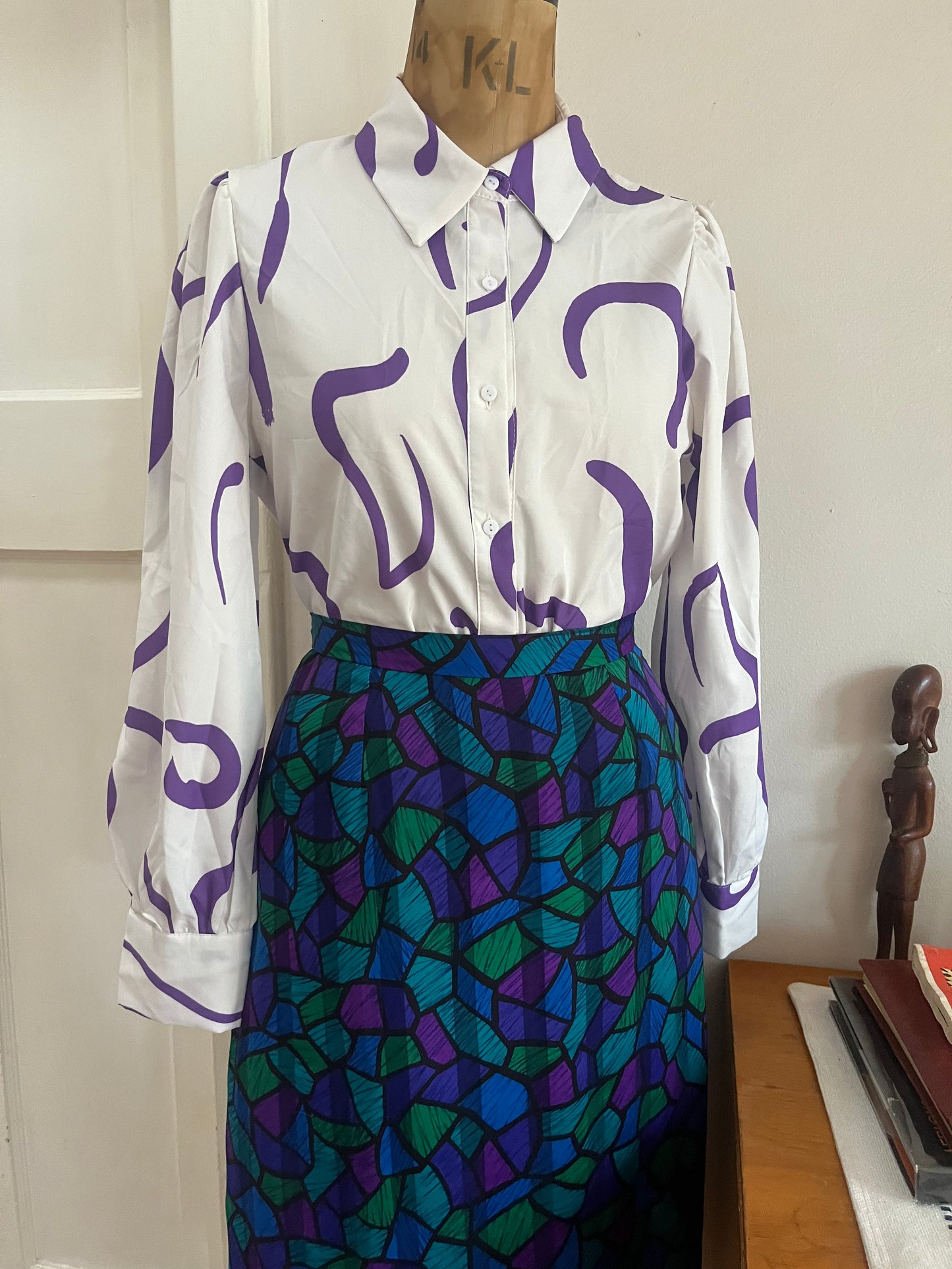 Paint print 90s blouse