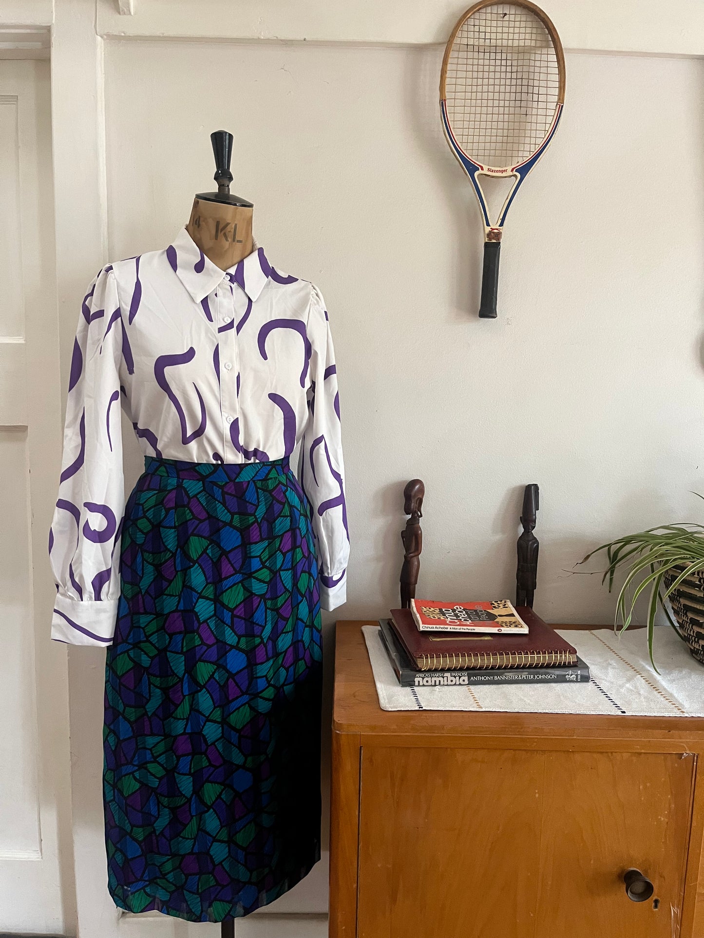 Paint print 90s blouse