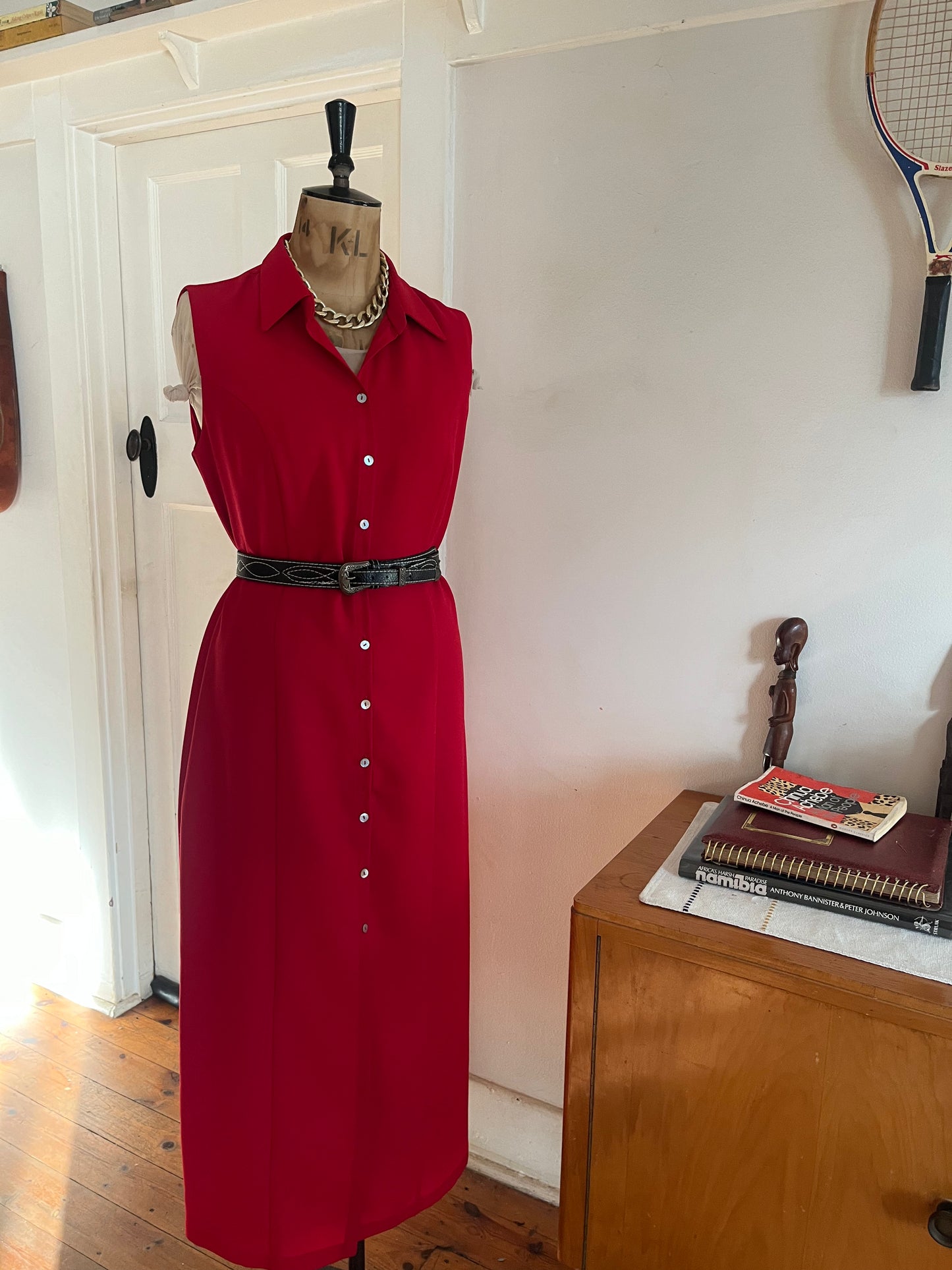 Red Button Down Maxi Dress
