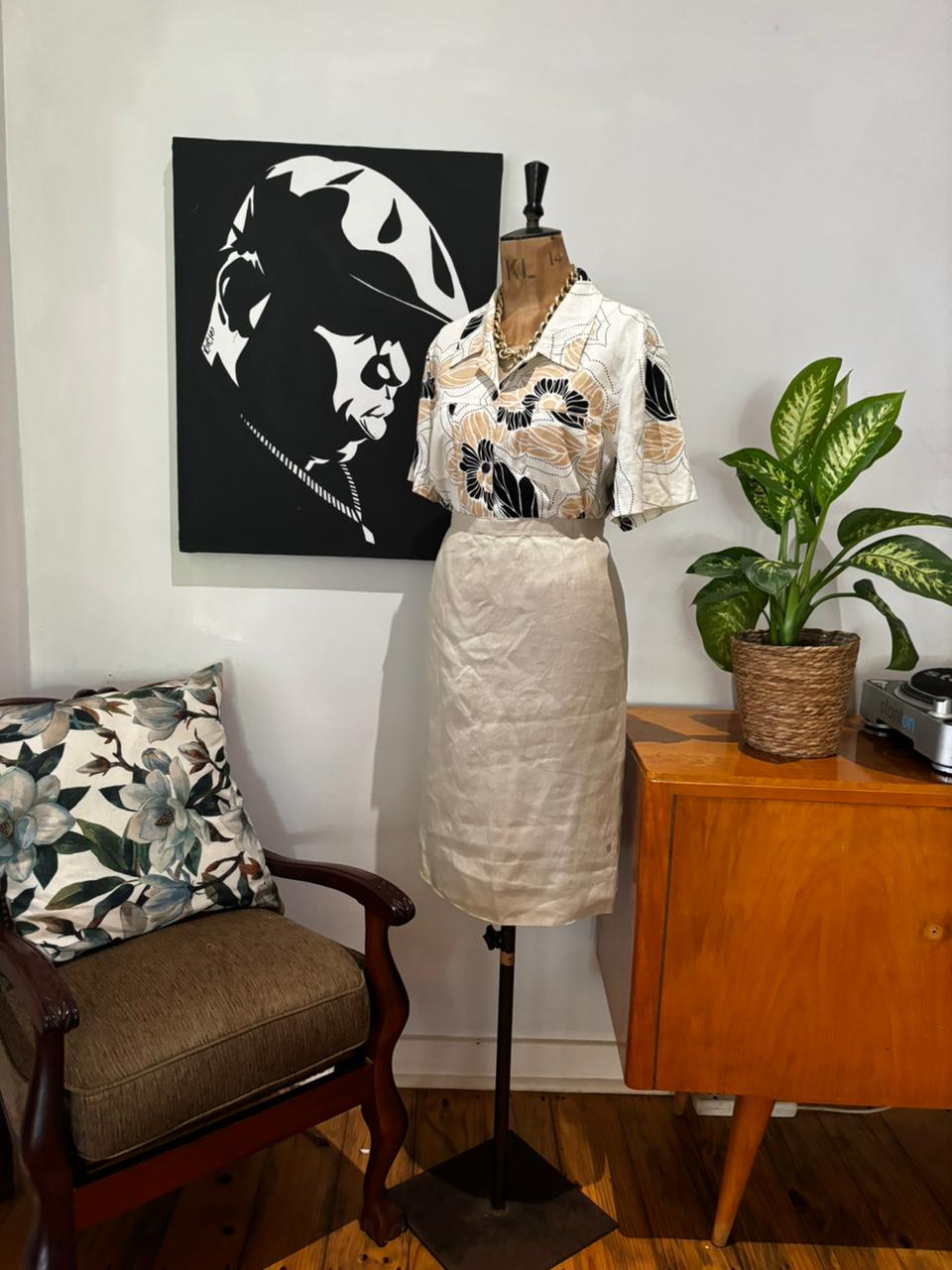 Vintage Linen Print Shirt