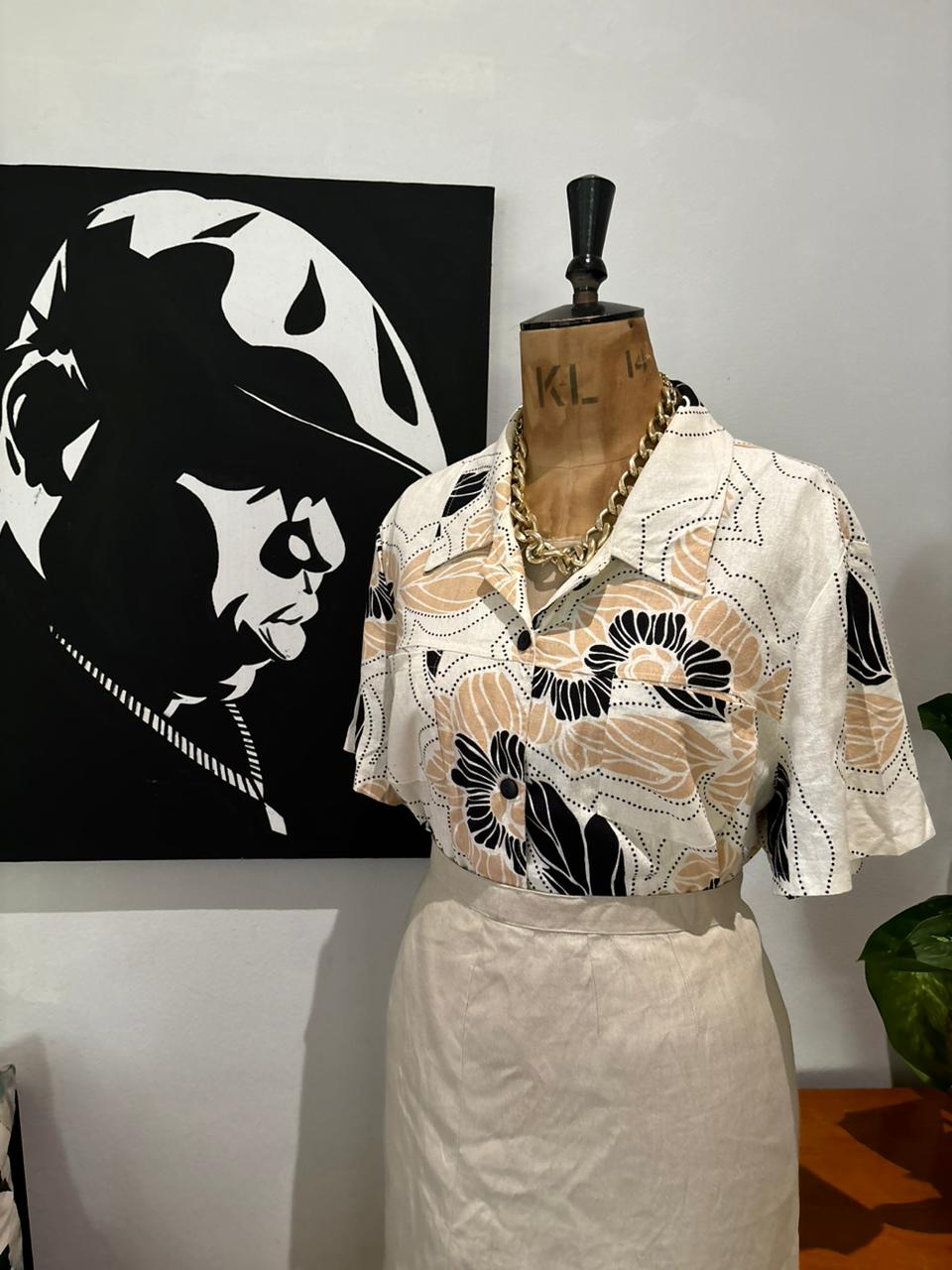 Vintage Linen Print Shirt