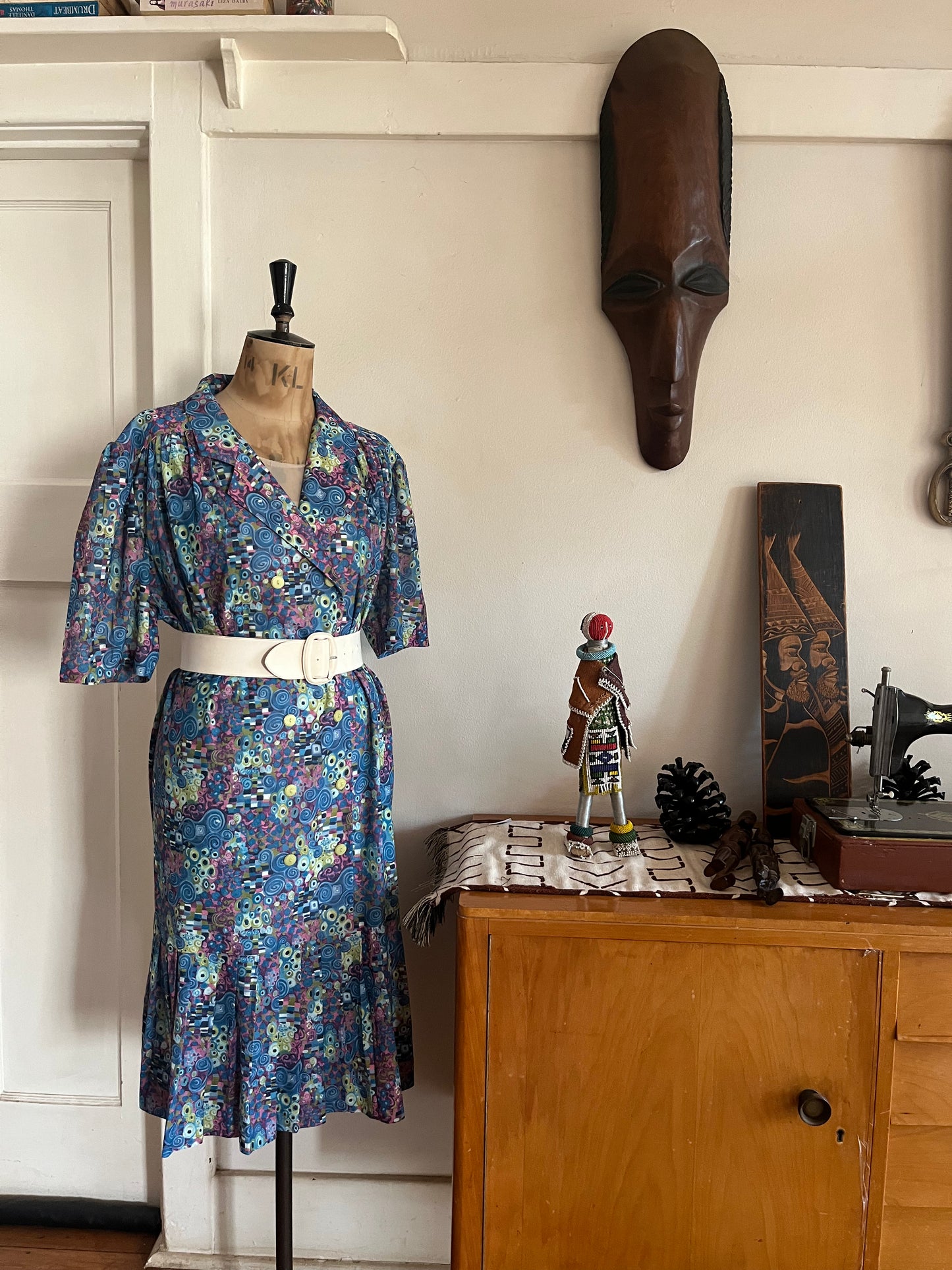 Dropwaist vintage print dress