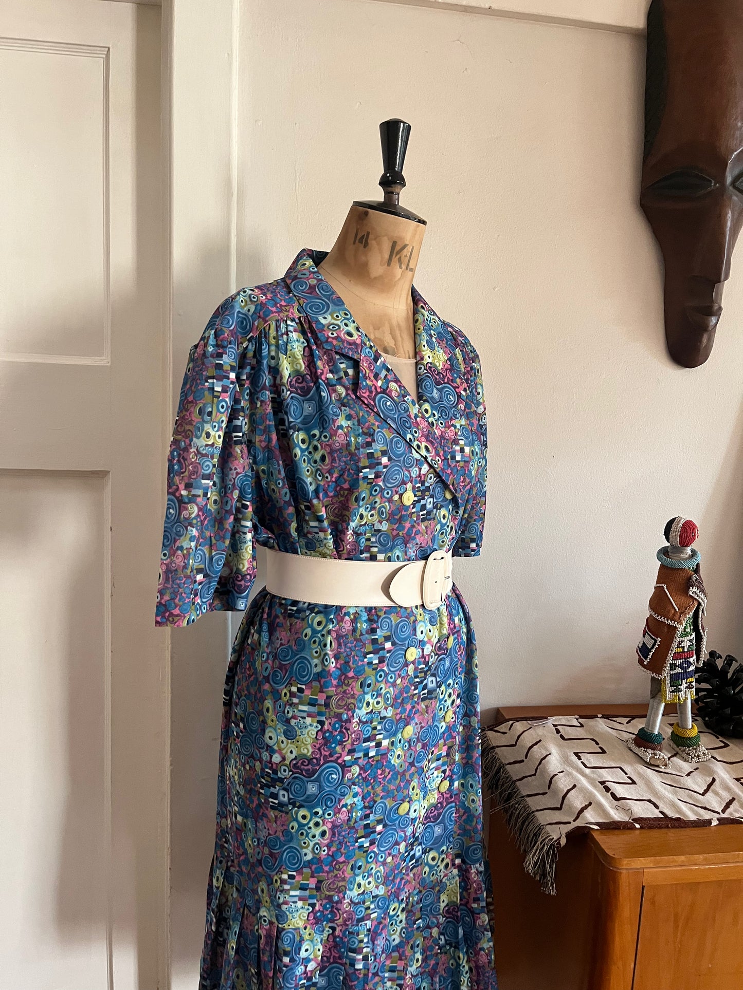 Dropwaist vintage print dress
