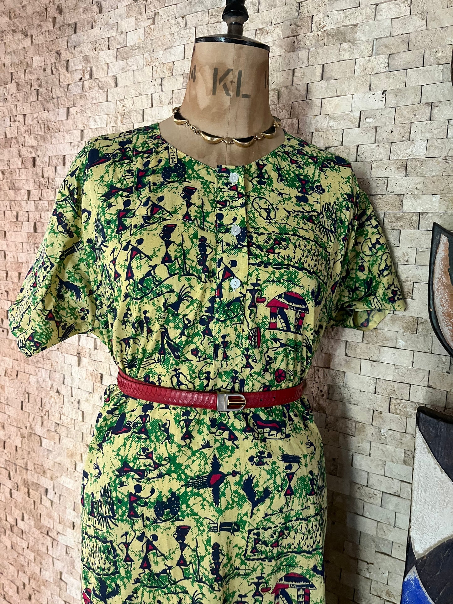 Green Vintage Africa Dress