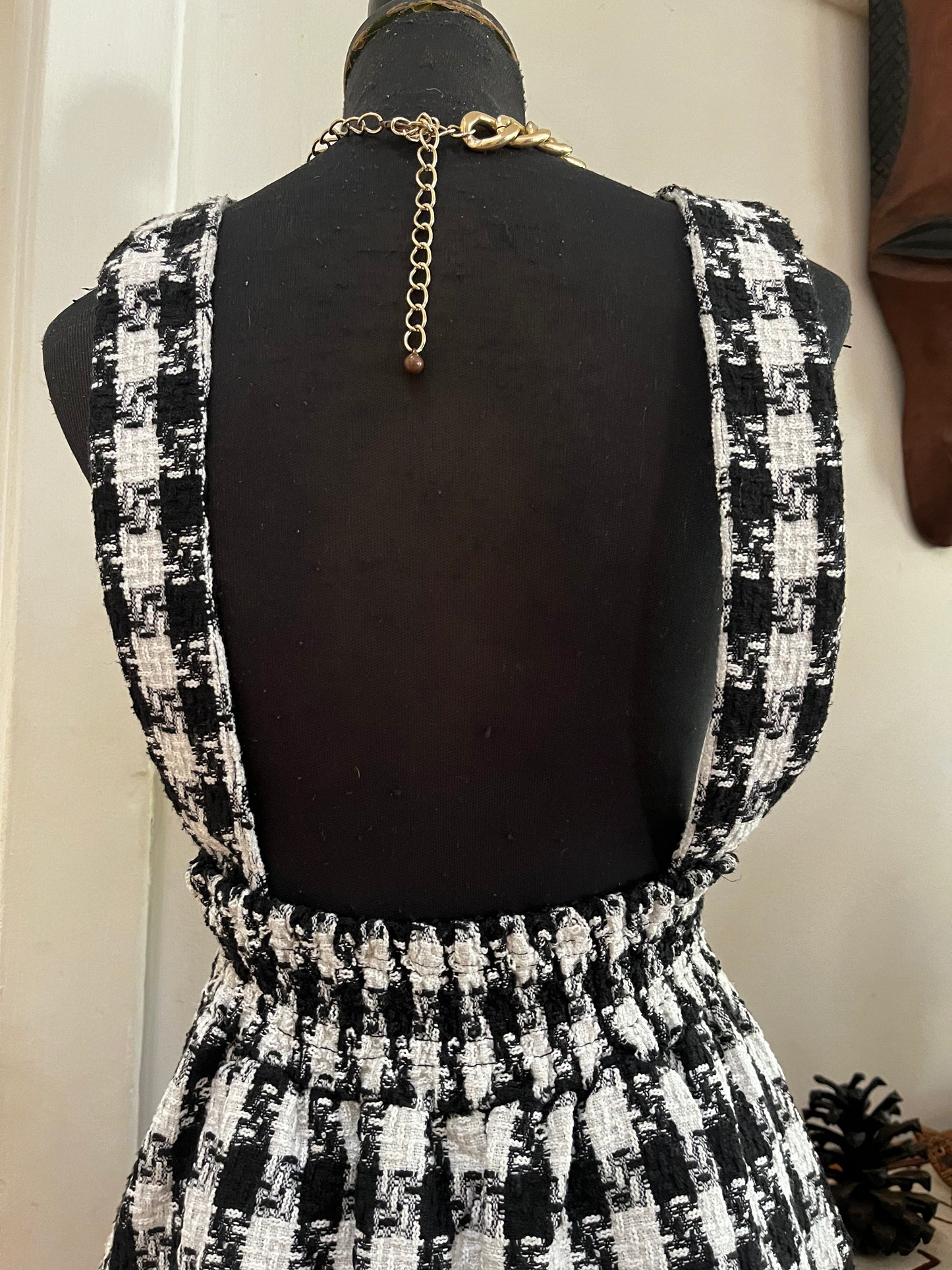 Houndstooth Dungaree Dress