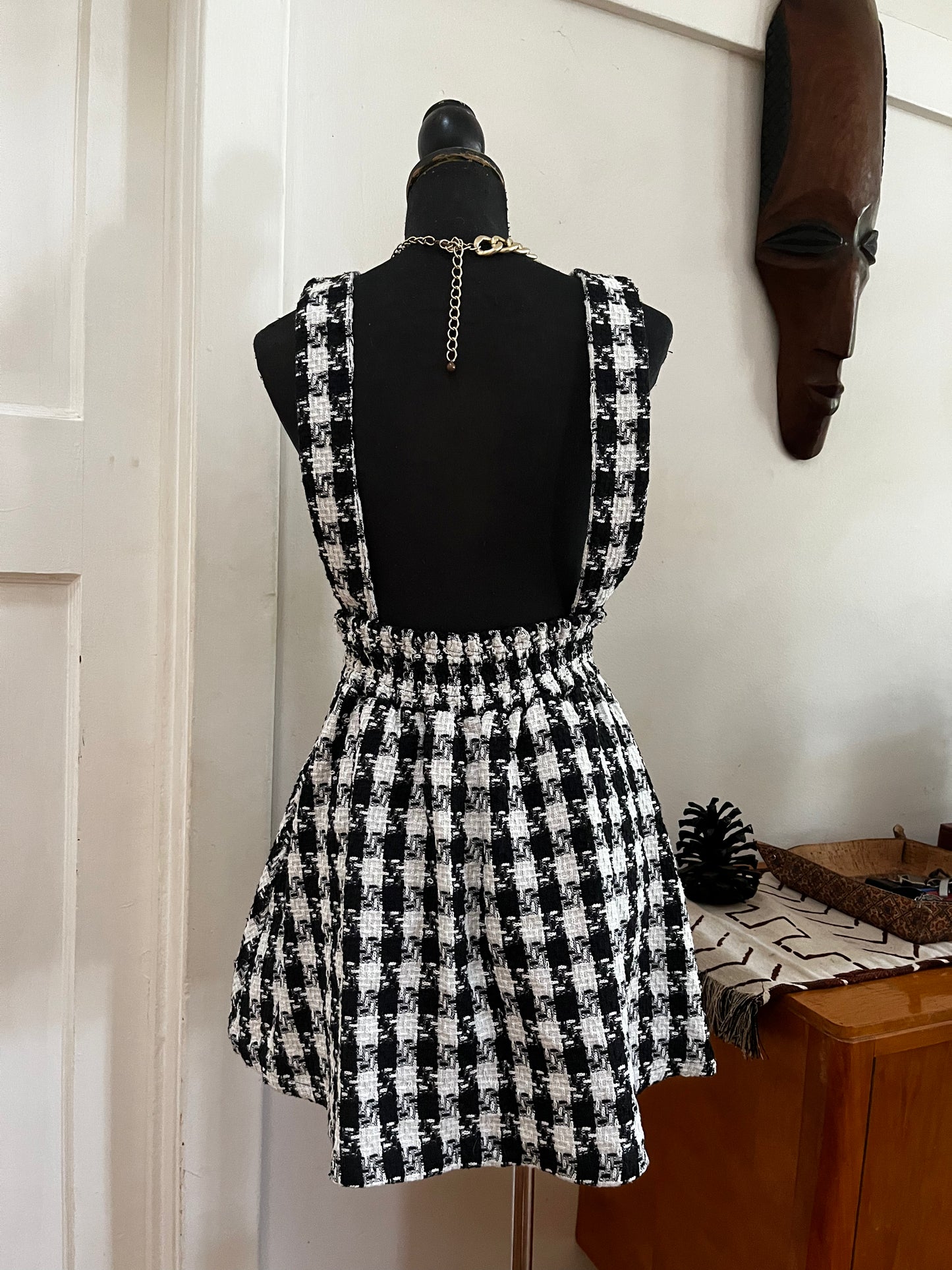 Houndstooth Dungaree Dress