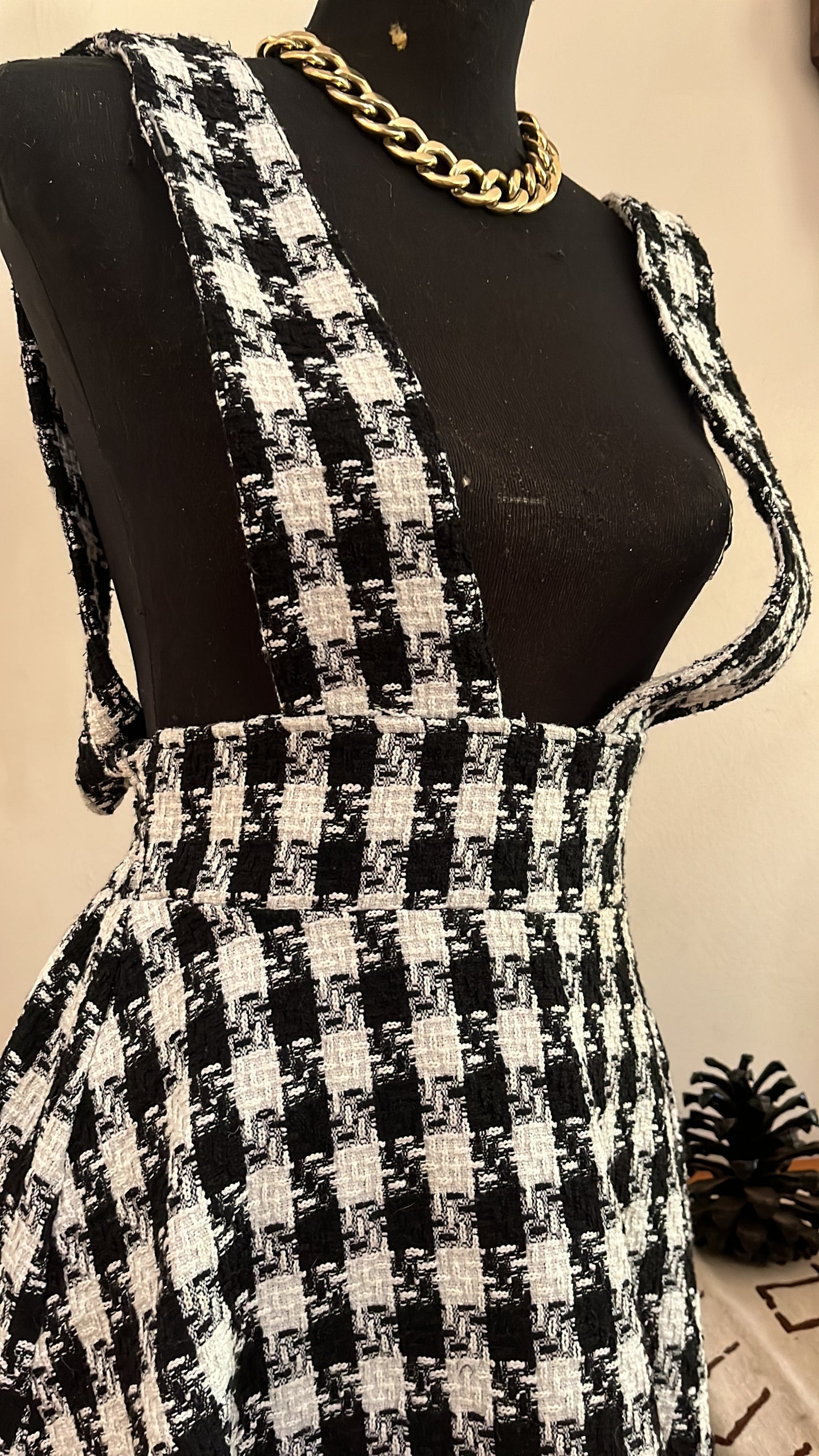 Houndstooth Dungaree Dress