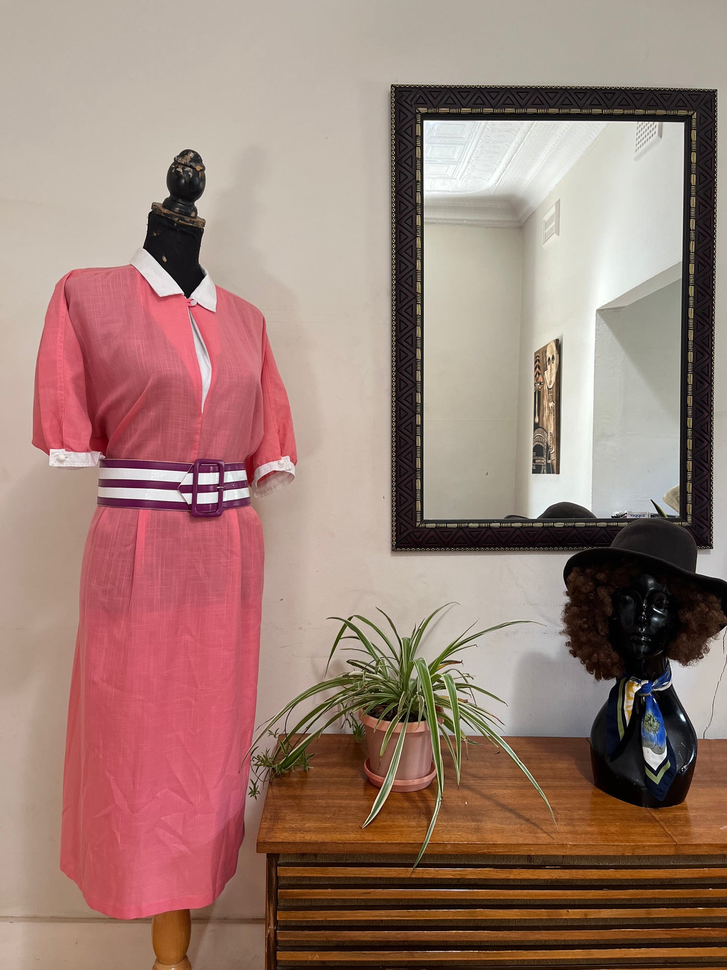Vintage Pink Linen Dress