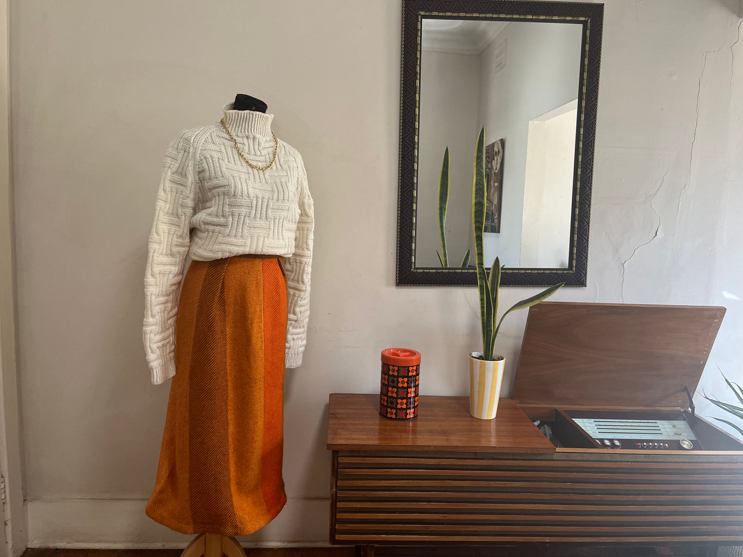 Orange Tweed Skirt