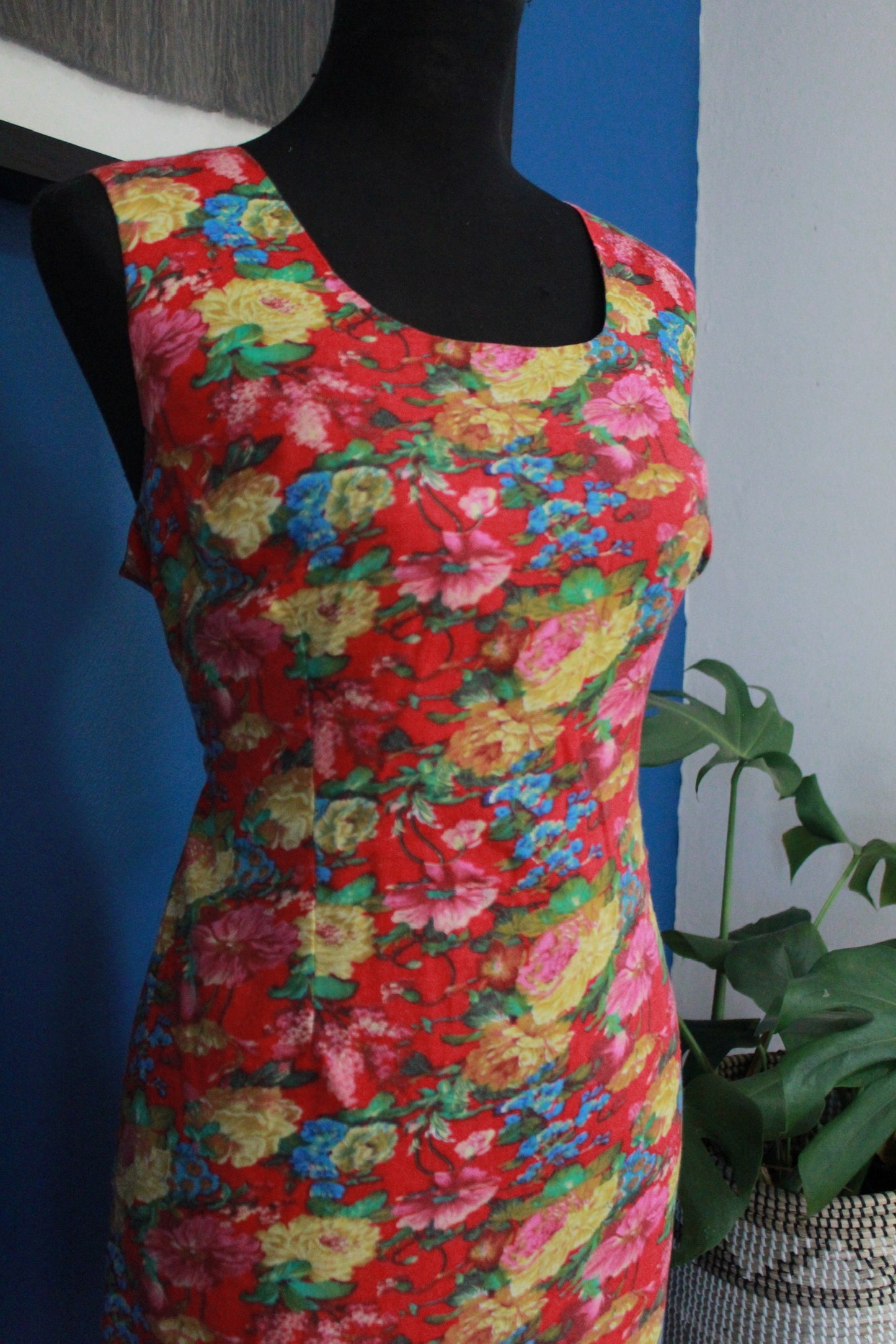 Vintage Red Floral Dress