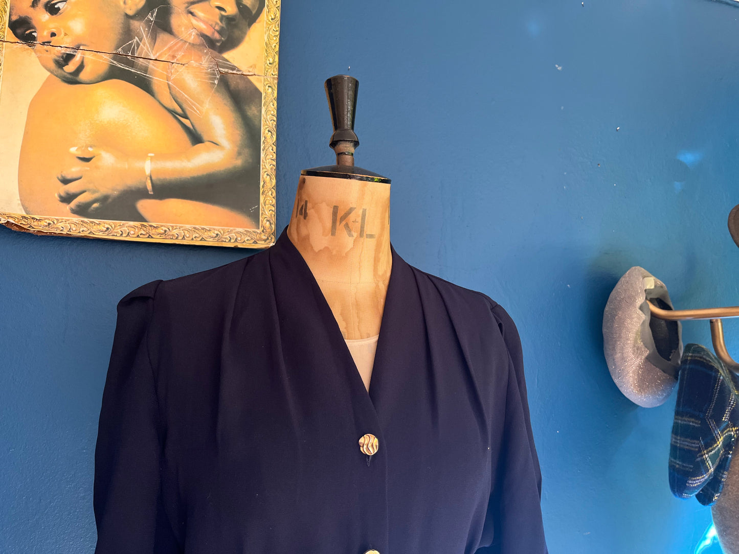 Navy Button Down Dress