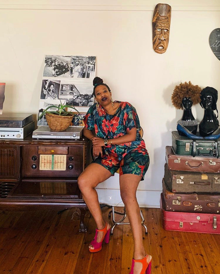 Vintage Red & Green Floral Print Two-Piece