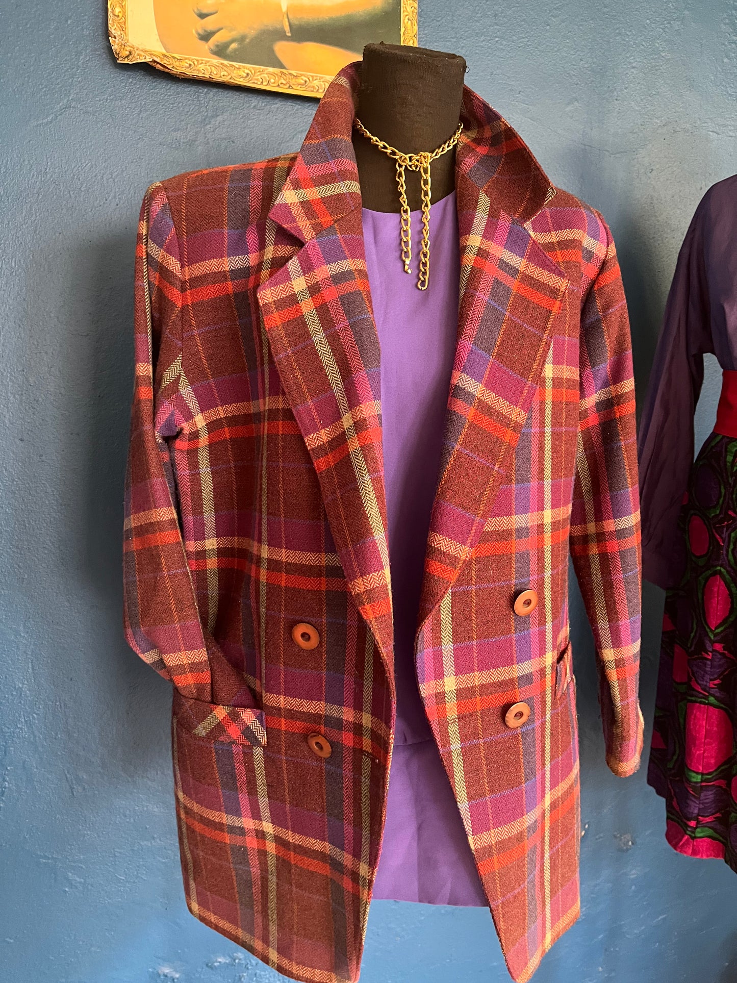 Purple Tartan Wool Blazer